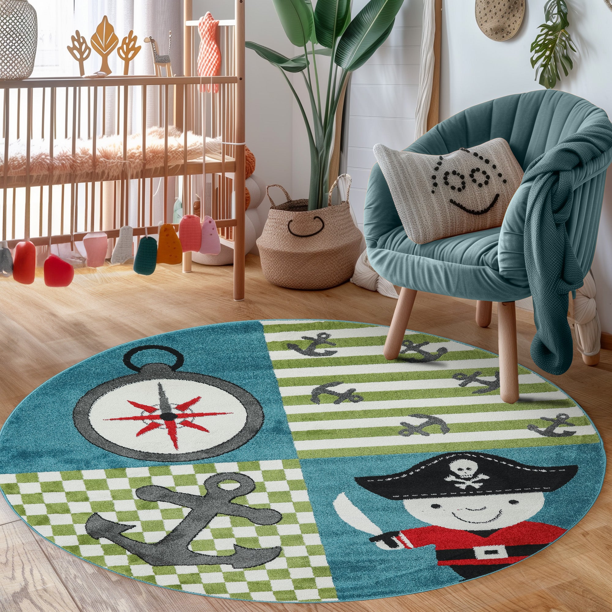 Kinderteppich Junge Pirat Design Babyzimmer Teppich Kinderzimmer Pflegeleicht