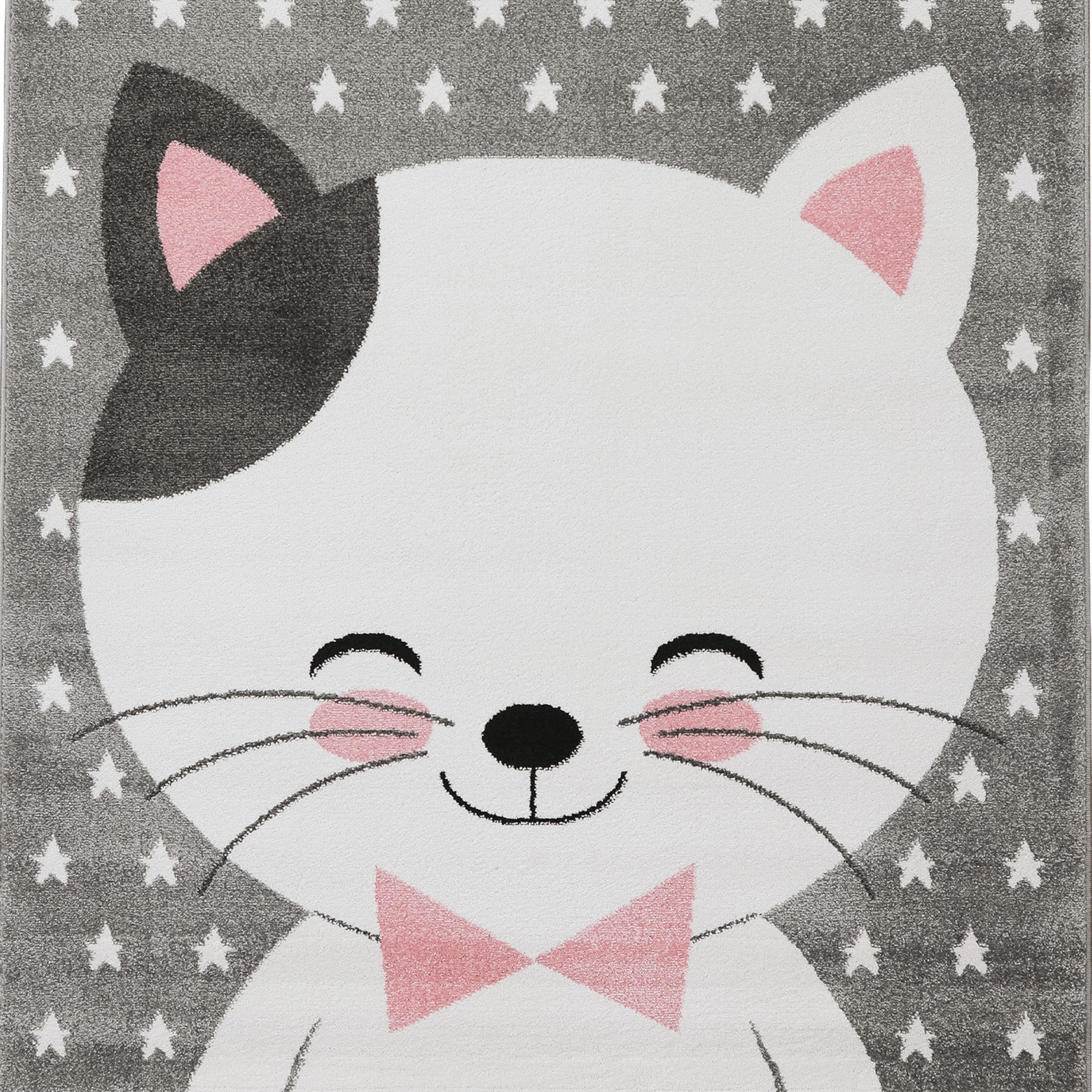 Kinderteppich Mädchen Katze Design Babyzimmer Teppich Kinderzimmer Pflegeleicht