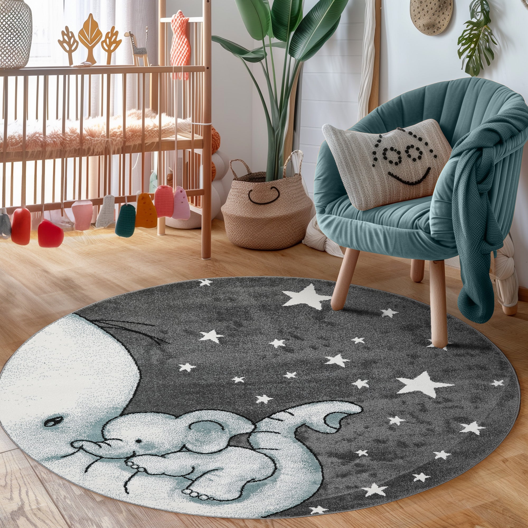 Kinderteppich Junge Elefant Design Babyzimmer Teppich Kinderzimmer Pflegeleicht