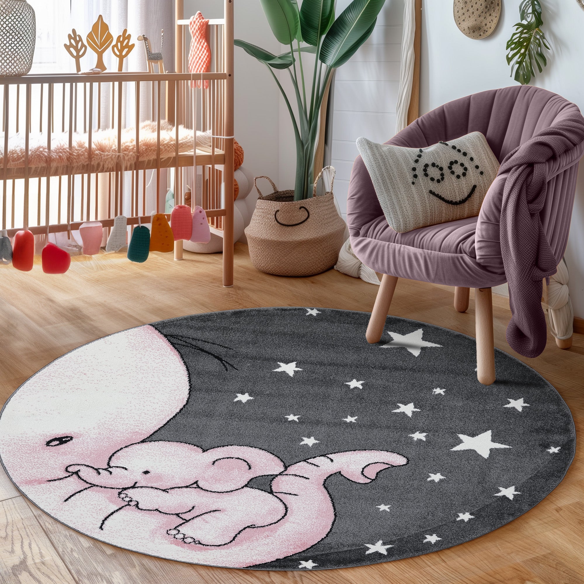 Kinderteppich Mädchen Elefant Design Babyzimmer Teppich Kinderzimmer