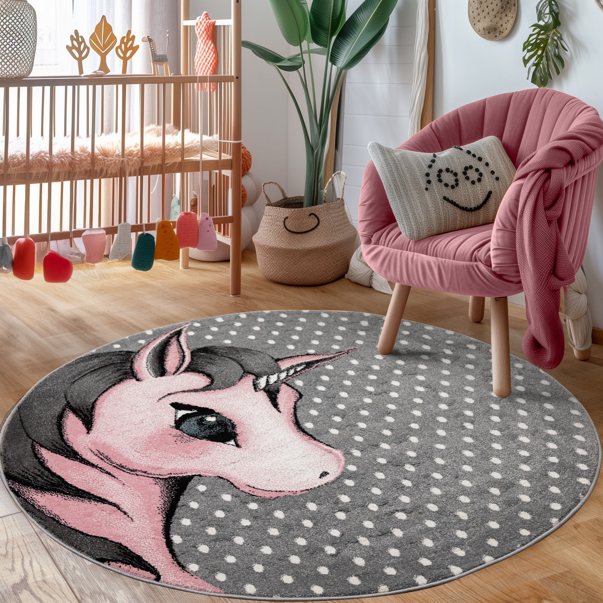 Kinderteppich Mädchen süße Einhorn Design Babyzimmer Teppich Kinderzimmer