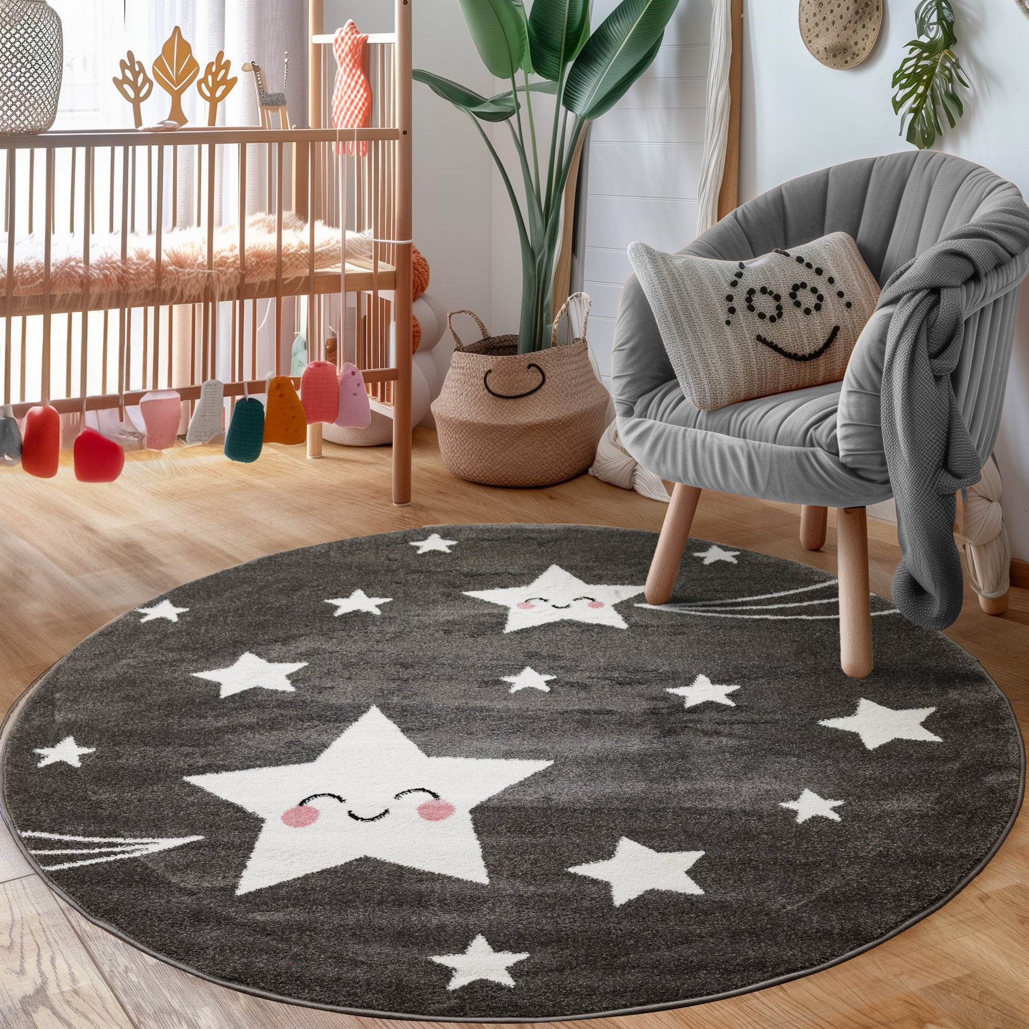 Kinderteppich Mädchen Stern Design Babyzimmer Teppich Kinderzimmer Pflegeleicht