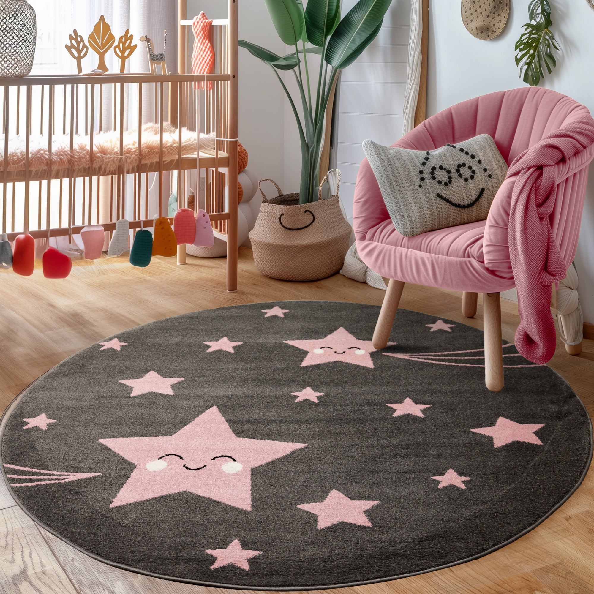 Kinderteppich Mädchen Stern Design Babyzimmer Teppich Kinderzimmer Pflegeleicht
