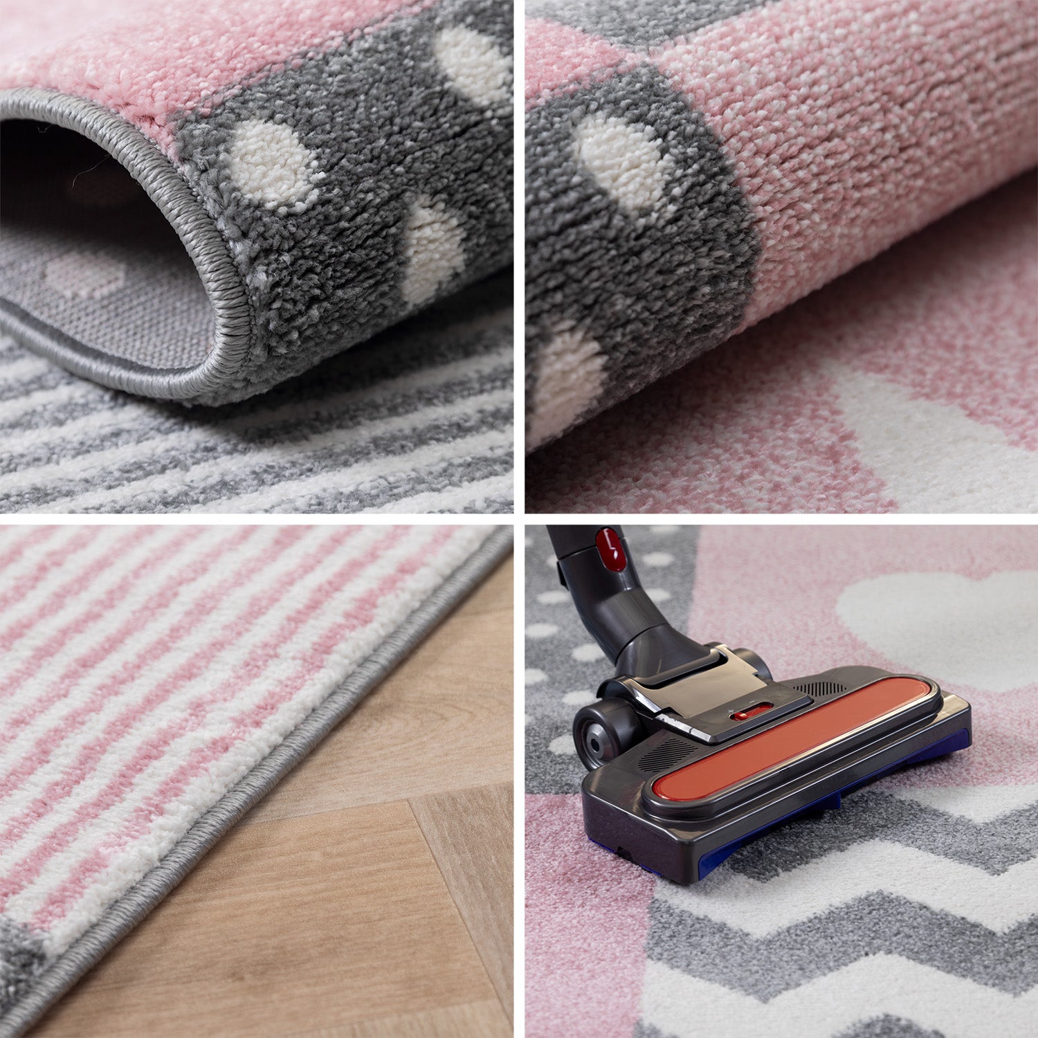 Kinderteppich Mädchen Herz-Stren Karo Design Babyzimmer Teppich Kinderzimmer