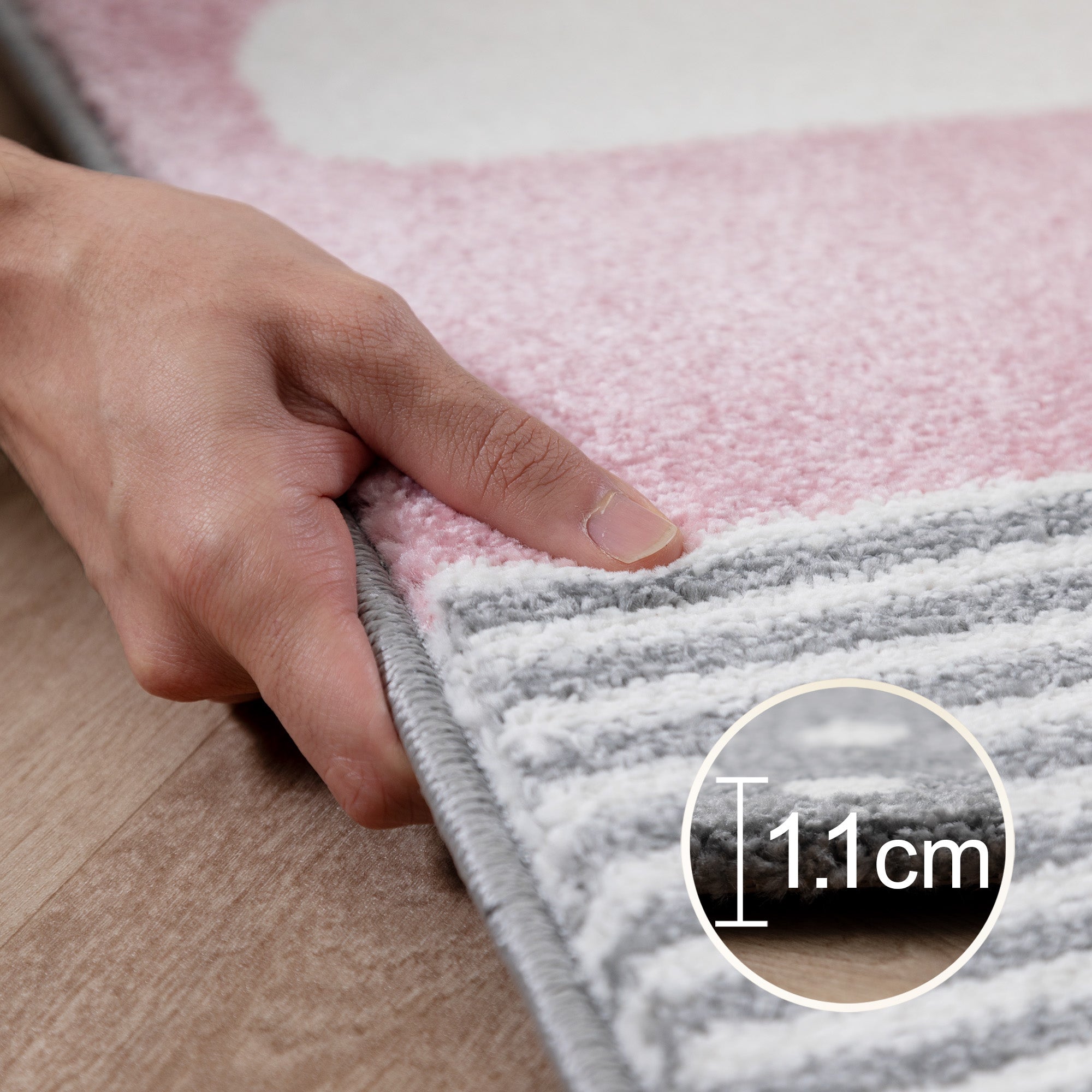 Kinderteppich Mädchen Herz-Stren Karo Design Babyzimmer Teppich Kinderzimmer