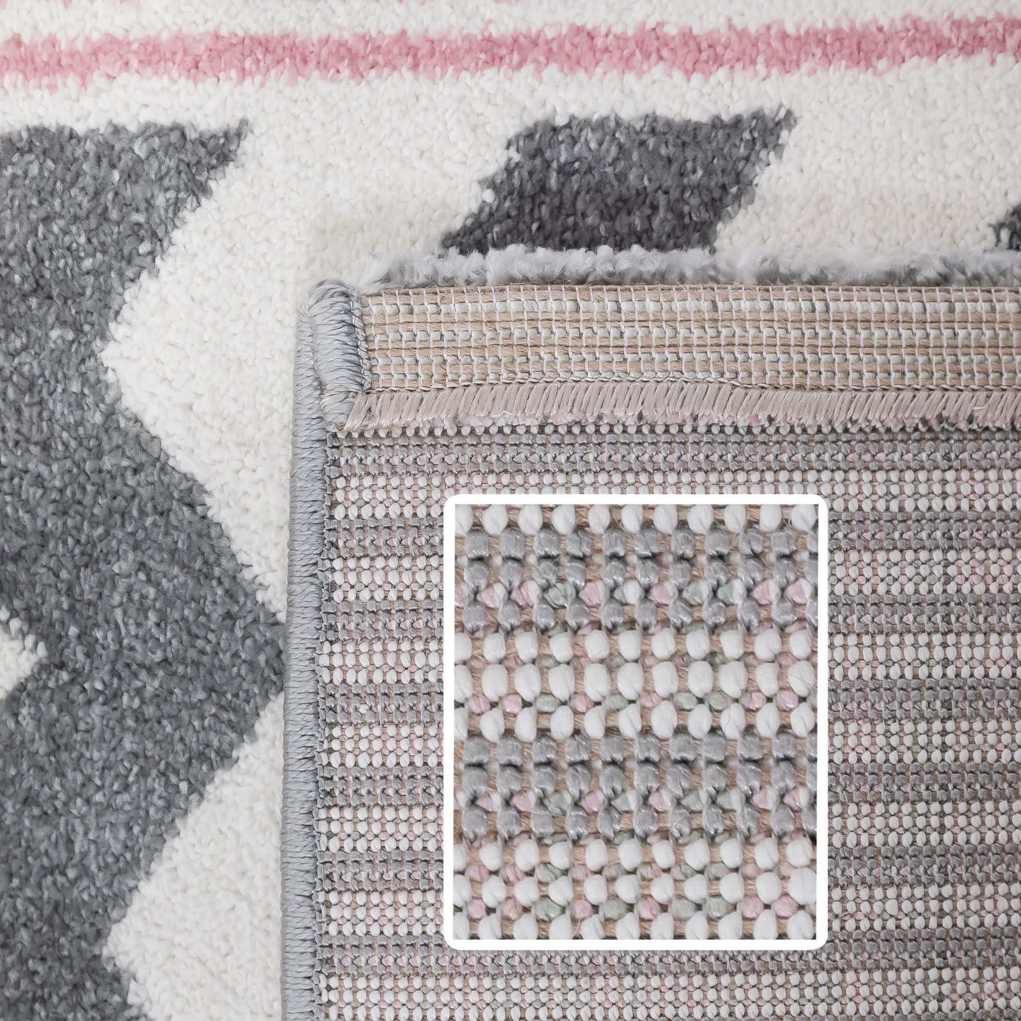 Kinderteppich Mädchen Herz-Stren Karo Design Babyzimmer Teppich Kinderzimmer