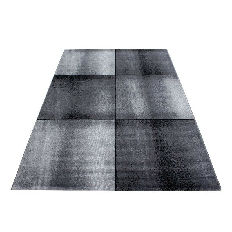 Tapis de couloir à poils courts, tapis de salon à motifs noir gris chiné