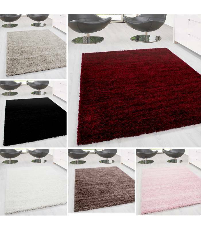 Deep pile shaggy long pile rug, living room rug, soft, plain in 14 colours
