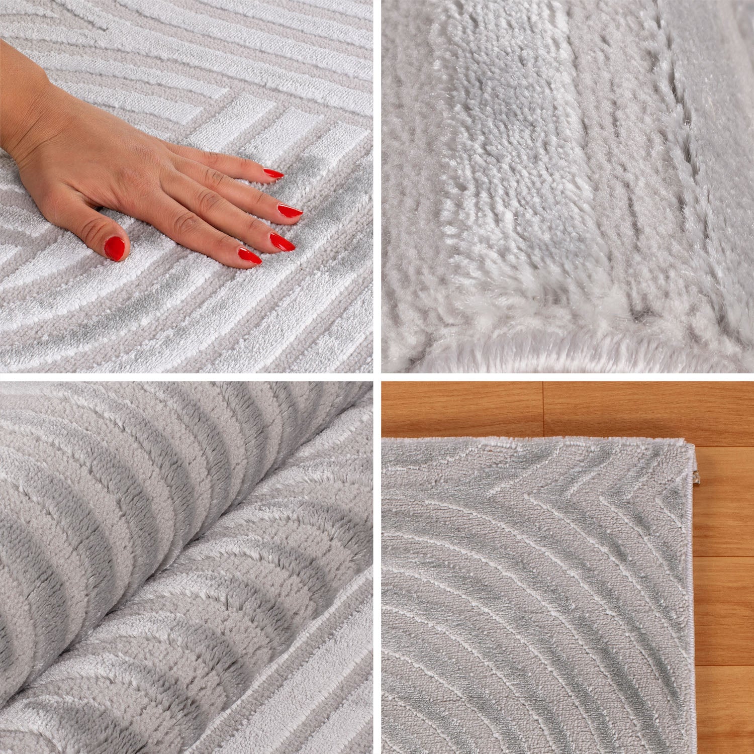 Bettumrandung Schlafzimmer Teppich 3 Teilig Silber Bettvorleger Boho Stil