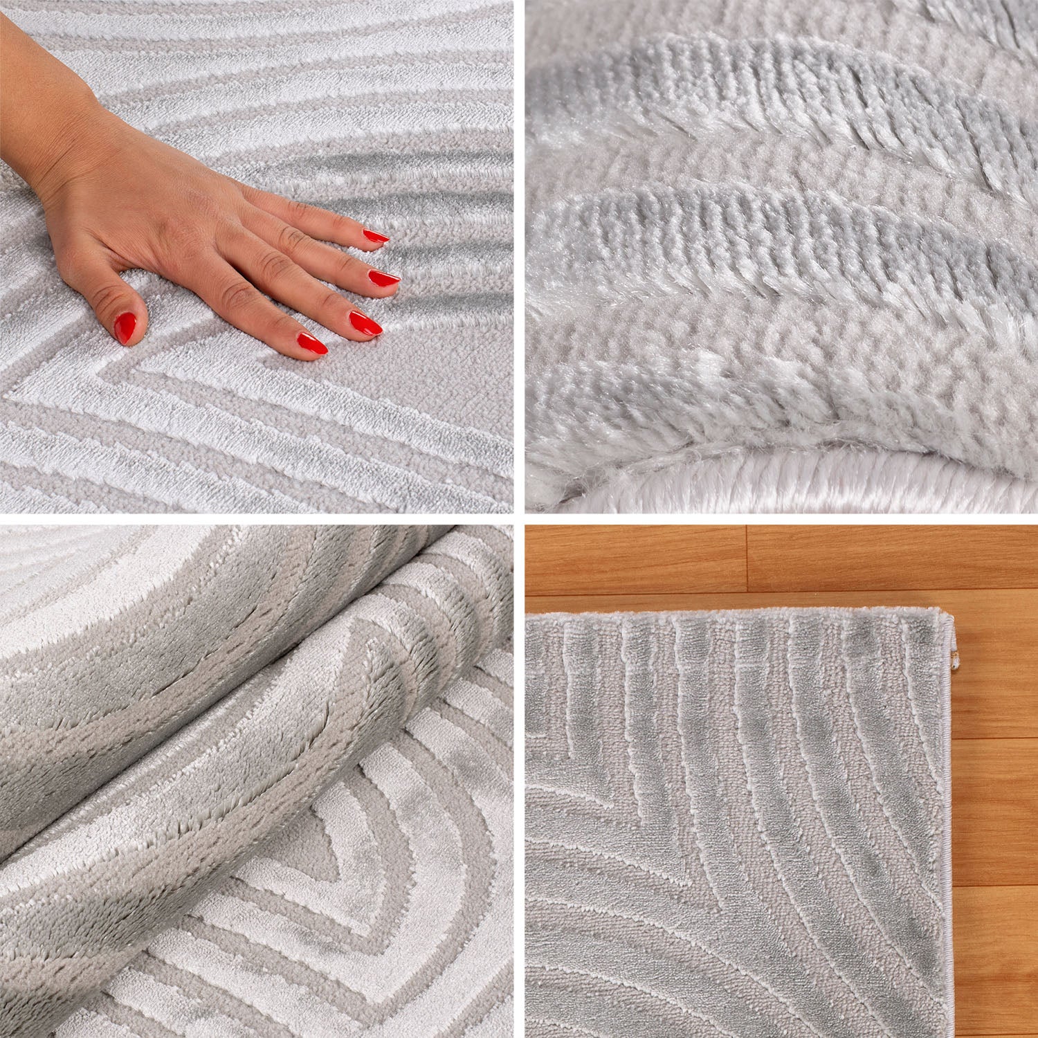 Bettumrandung Schlafzimmer Teppich 3 Teilig Silber Bettvorleger Boho Stil