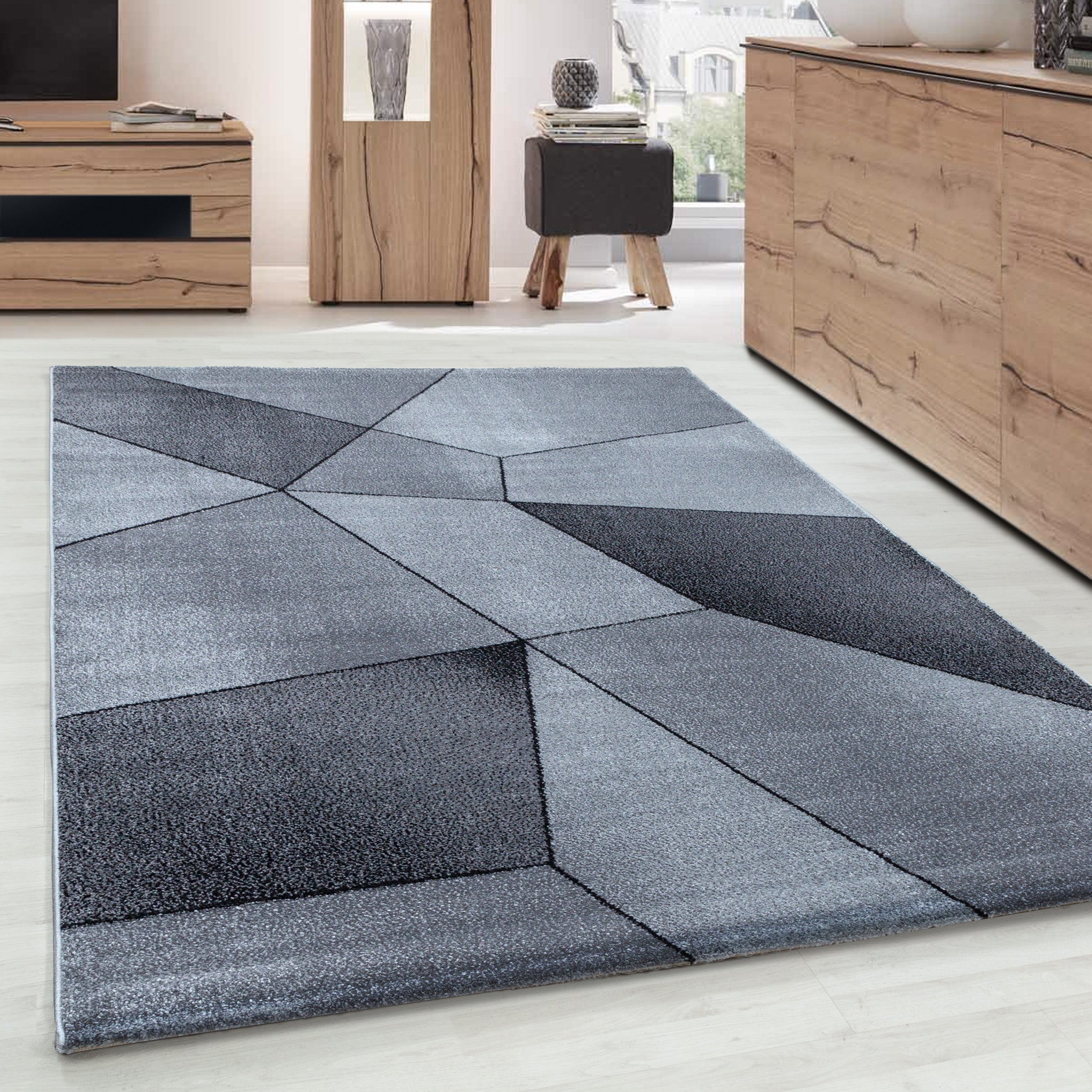 Modern Designer Kurzflor Teppich Geometrisch Design Weich Teppich Wohnzimmer