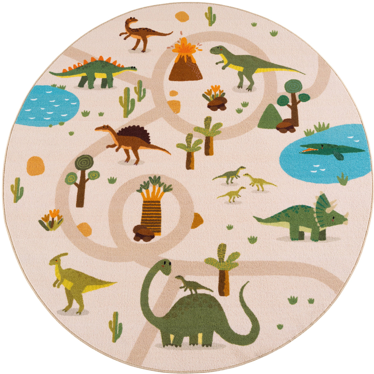 Carpettex Kinderteppich Dinosaurier Dino Straßen Spielteppich
