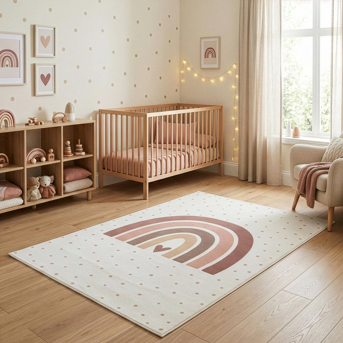 Carpettex Kinderteppich Regenbogen Herz Spielteppich
