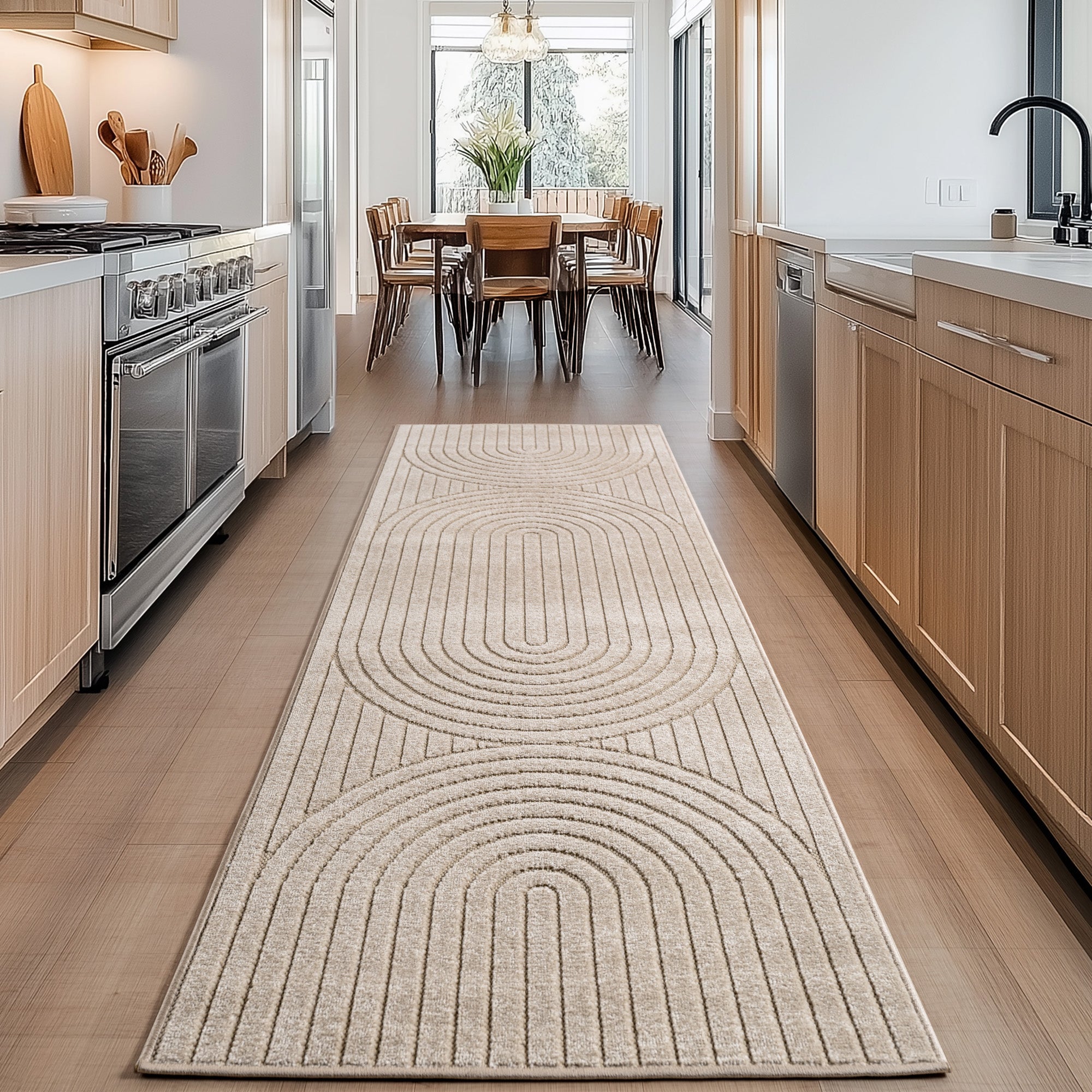 Carpettex Outdoor Teppich Wetterfest Wohnzimmer Balkon, 3D Effekt Waschbar Beige