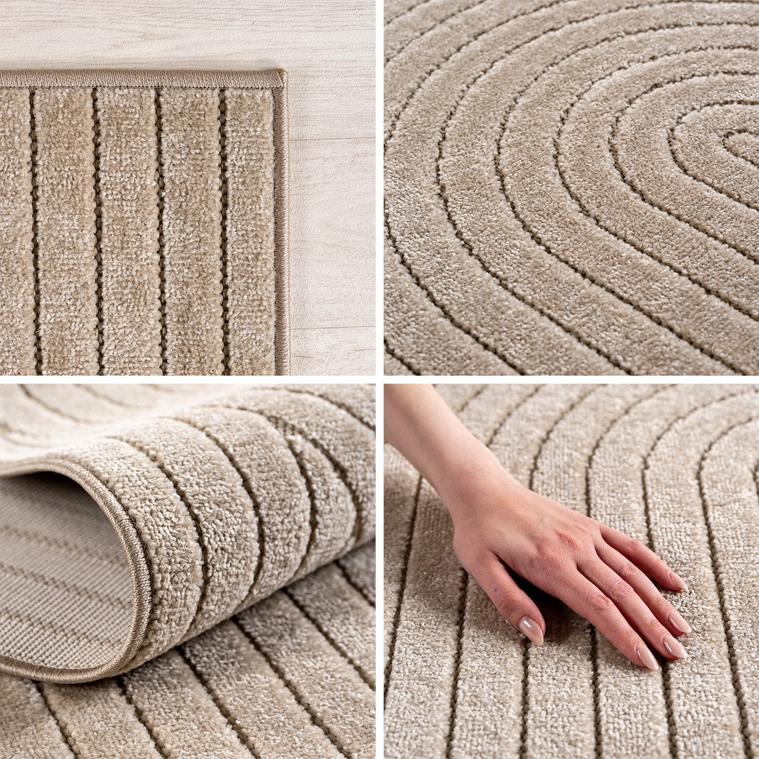 Carpettex Outdoor Teppich Wetterfest Wohnzimmer Balkon, 3D Effekt Waschbar Beige