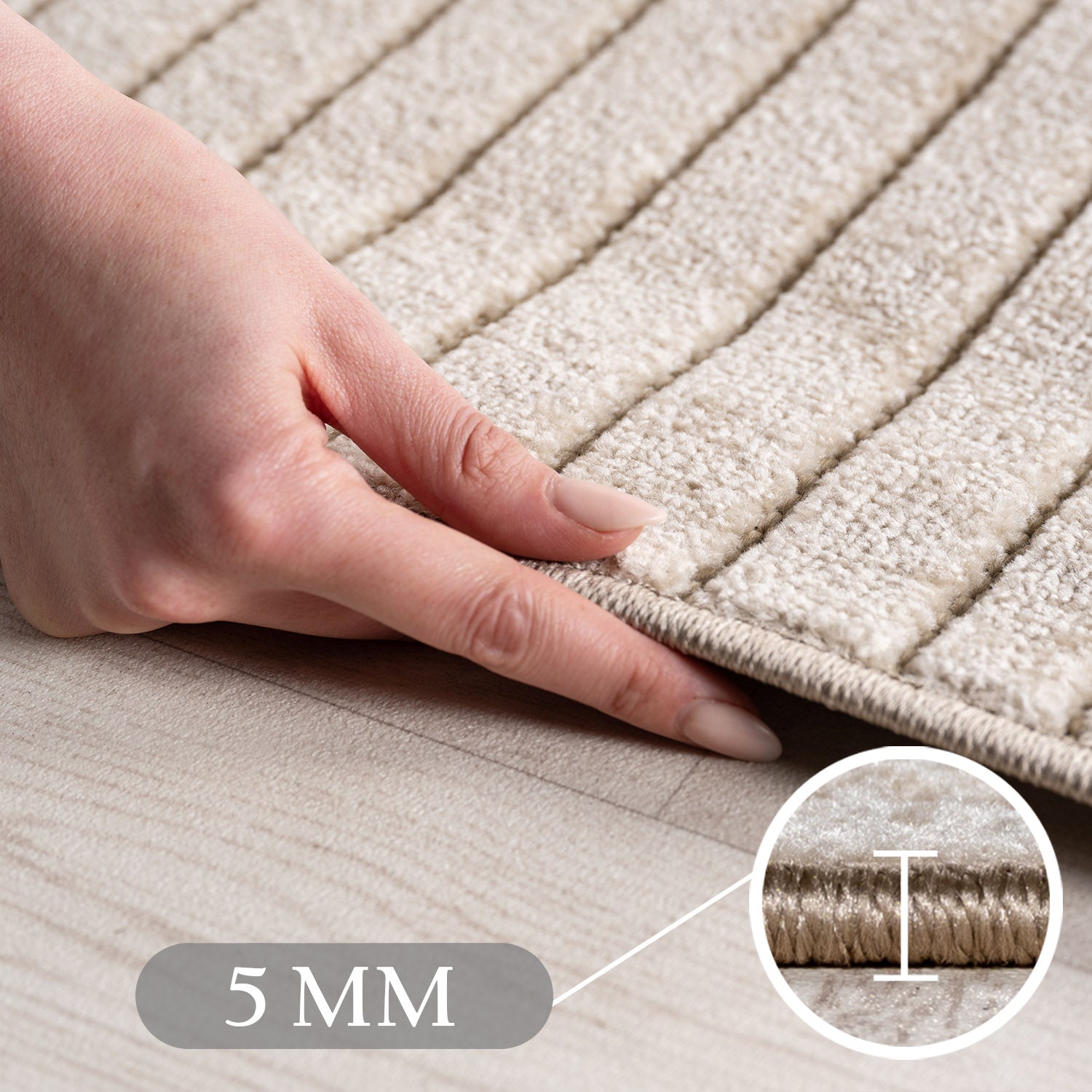 Carpettex Outdoor Teppich Wetterfest Wohnzimmer Balkon, 3D Effekt Waschbar Beige
