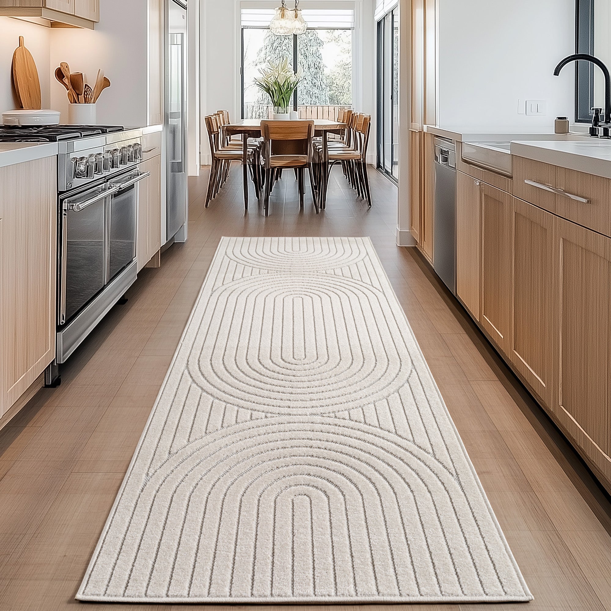 Carpettex Outdoor Teppich Wetterfest Wohnzimmer Balkon, 3D Effekt Waschbar Creme