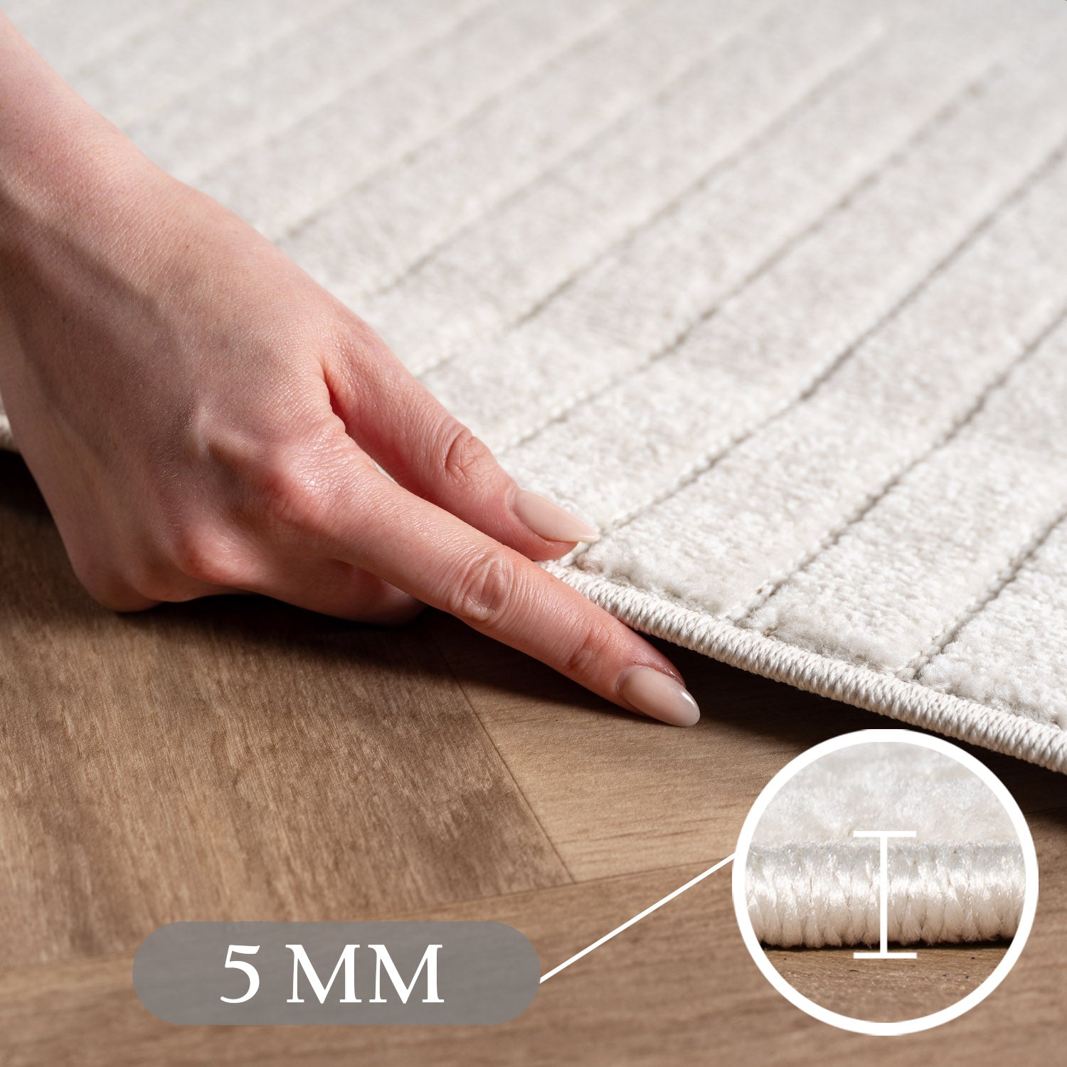 Carpettex Outdoor Teppich Wetterfest Wohnzimmer Balkon, 3D Effekt Waschbar Creme