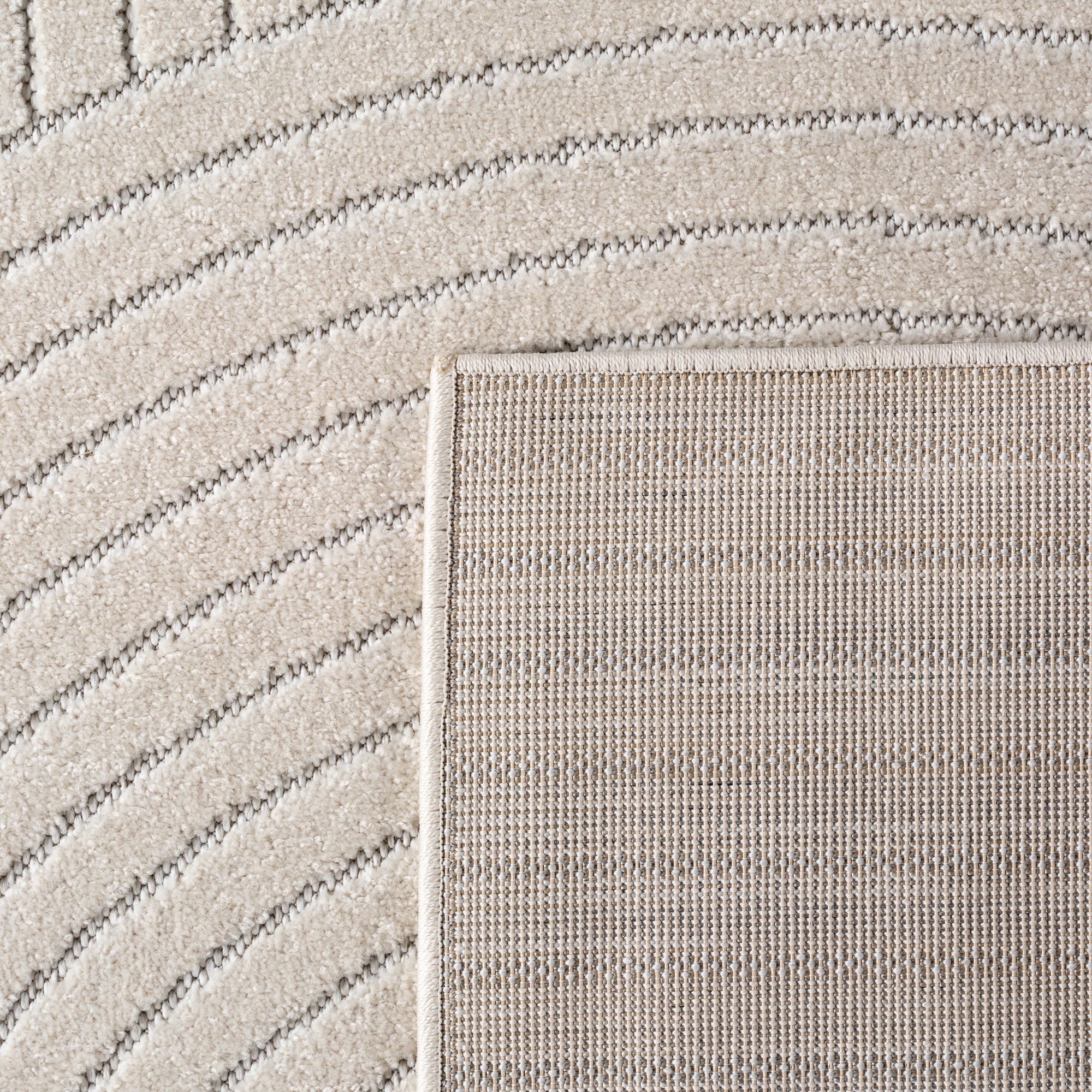 Carpettex Outdoor Teppich Wetterfest Wohnzimmer Balkon, 3D Effekt Waschbar Creme