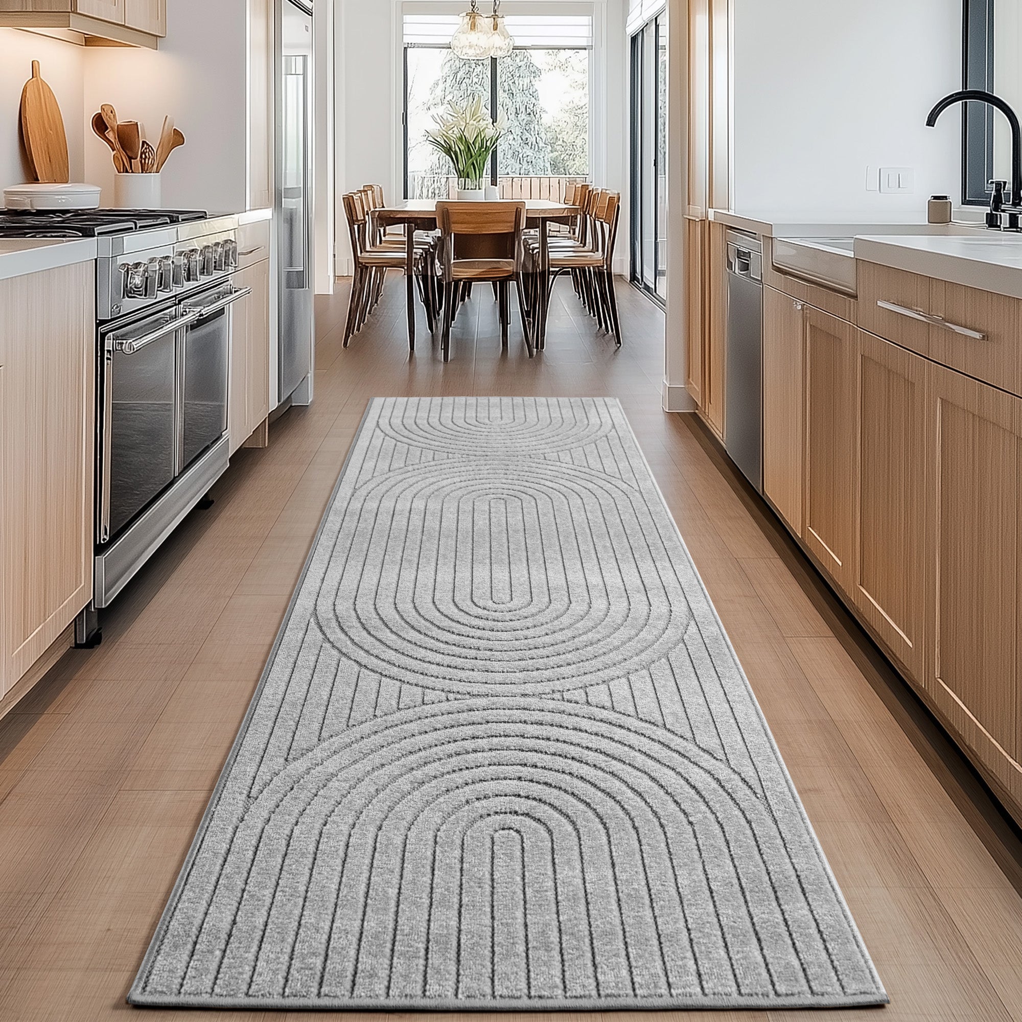 Carpettex Outdoor Teppich Wetterfest Wohnzimmer Balkon, 3D Effekt Waschbar Grau