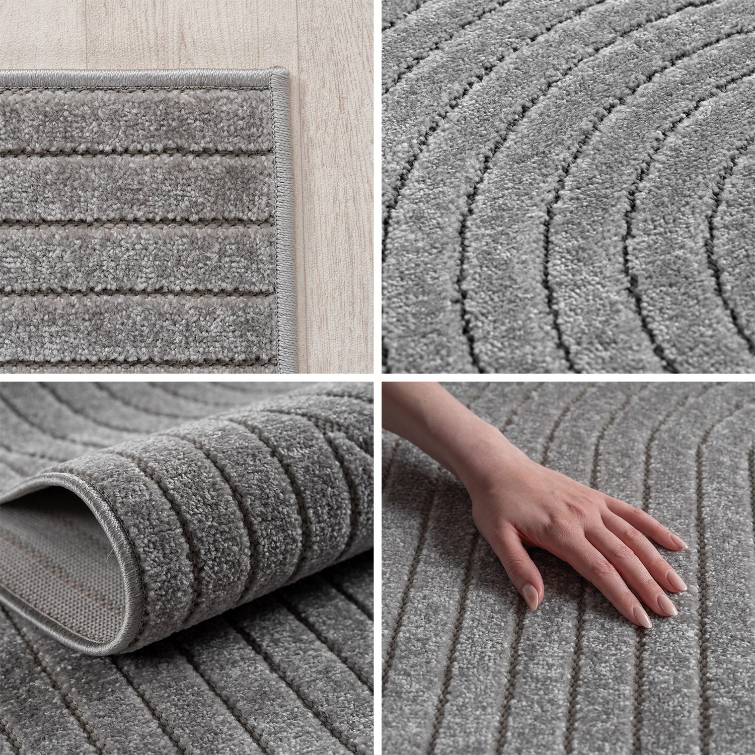 Carpettex Outdoor Teppich Wetterfest Wohnzimmer Balkon, 3D Effekt Waschbar Grau
