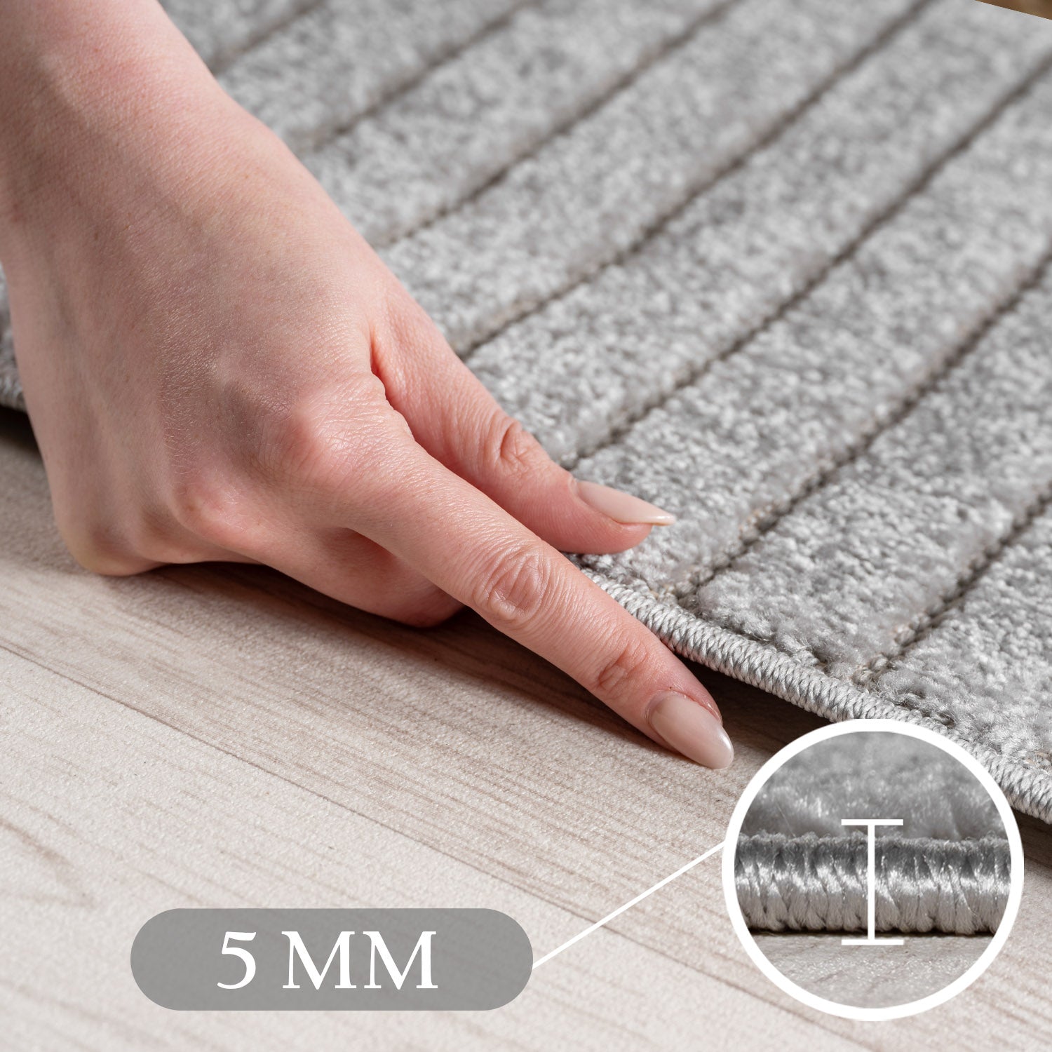 Carpettex Outdoor Teppich Wetterfest Wohnzimmer Balkon, 3D Effekt Waschbar Grau