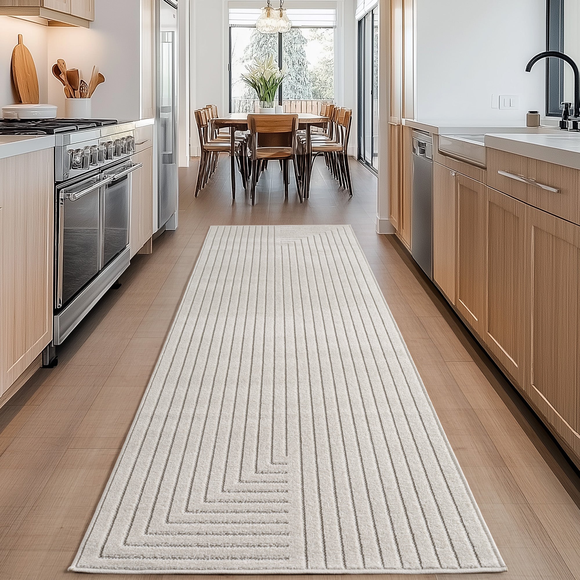 Tapis d'intérieur et d'extérieur Carpettex, résistant aux intempéries, pour salon ou balcon, lavable, couleur crème