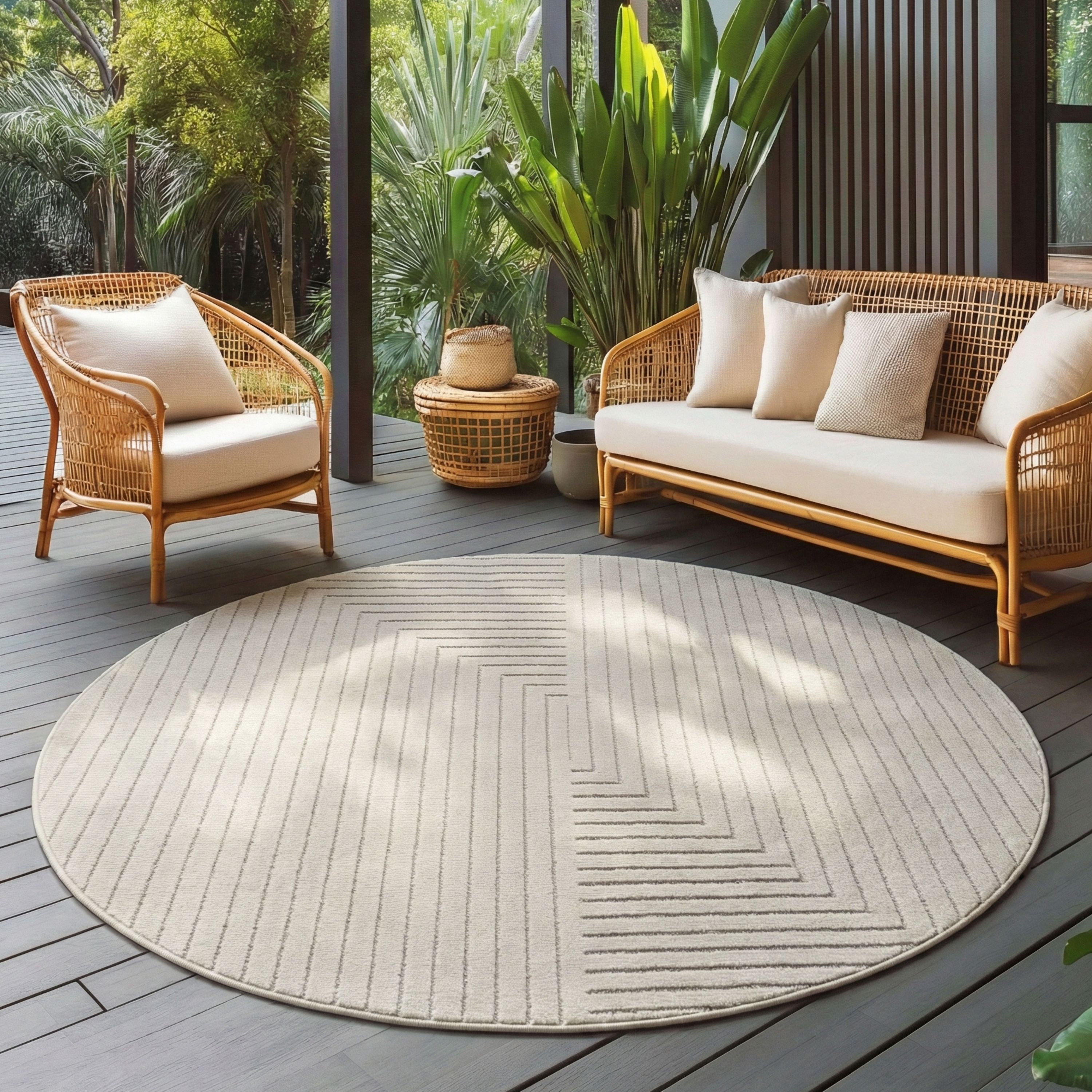 Tapis d'intérieur et d'extérieur Carpettex, résistant aux intempéries, pour salon ou balcon, lavable, couleur crème