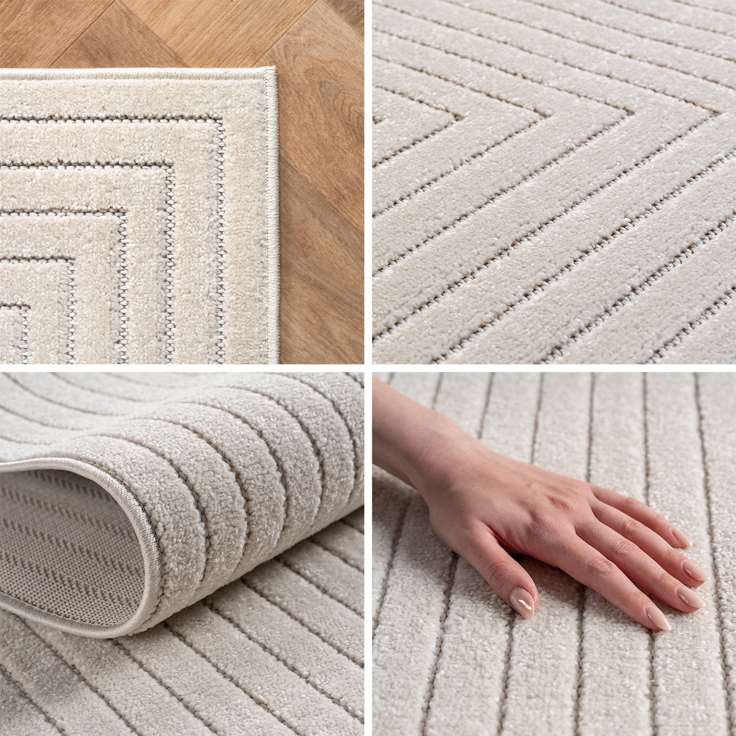 Tapis d'intérieur et d'extérieur Carpettex, résistant aux intempéries, pour salon ou balcon, lavable, couleur crème