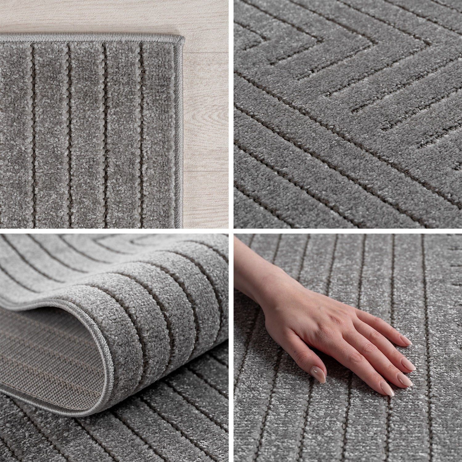 Carpettex Indoor & Outdoor Teppich Wetterfest Wohnzimmer Balkon, Waschbar Grau