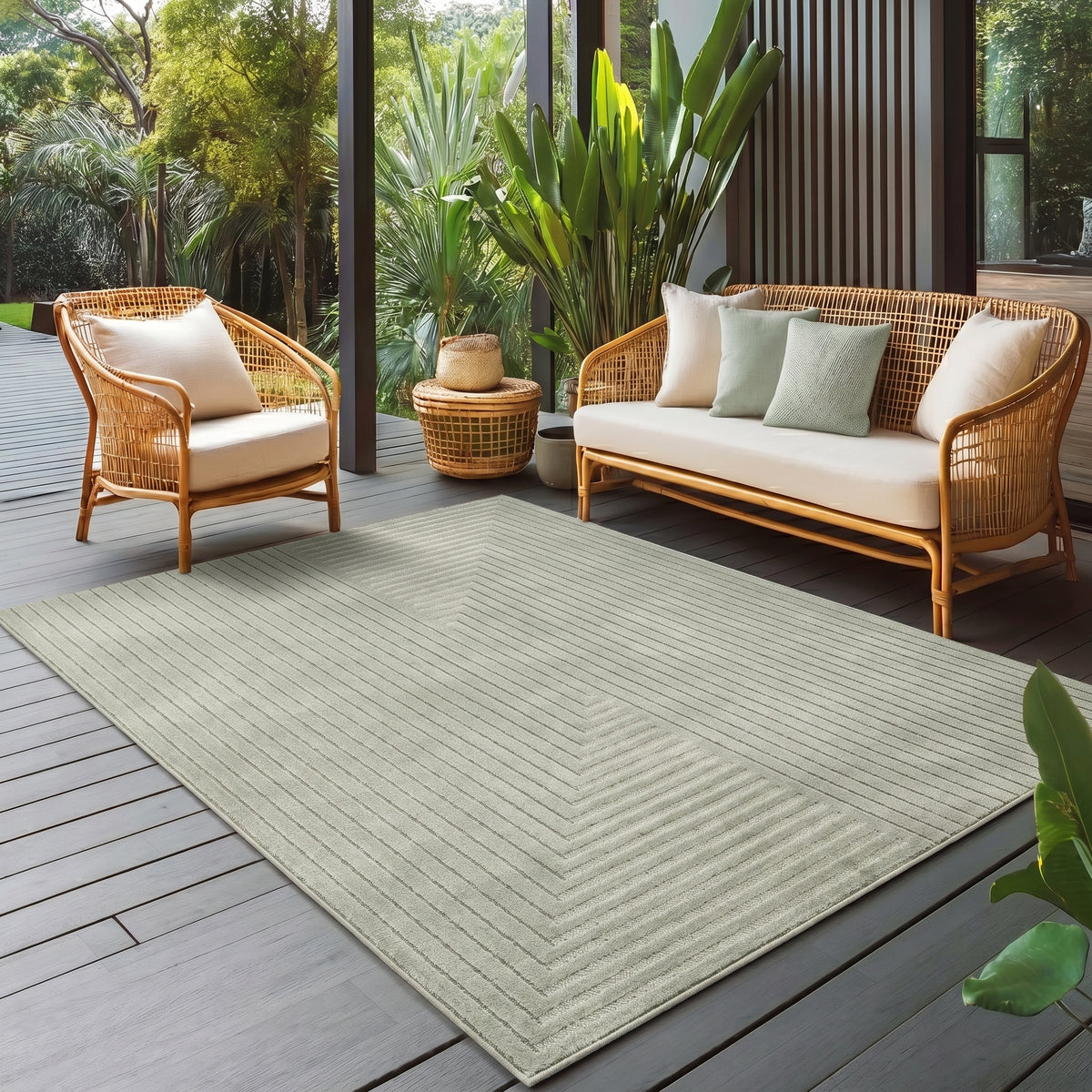 Carpettex Kurzflor Teppich 3D Hoch-Tief Skandi Boho Indoor Outdoor
