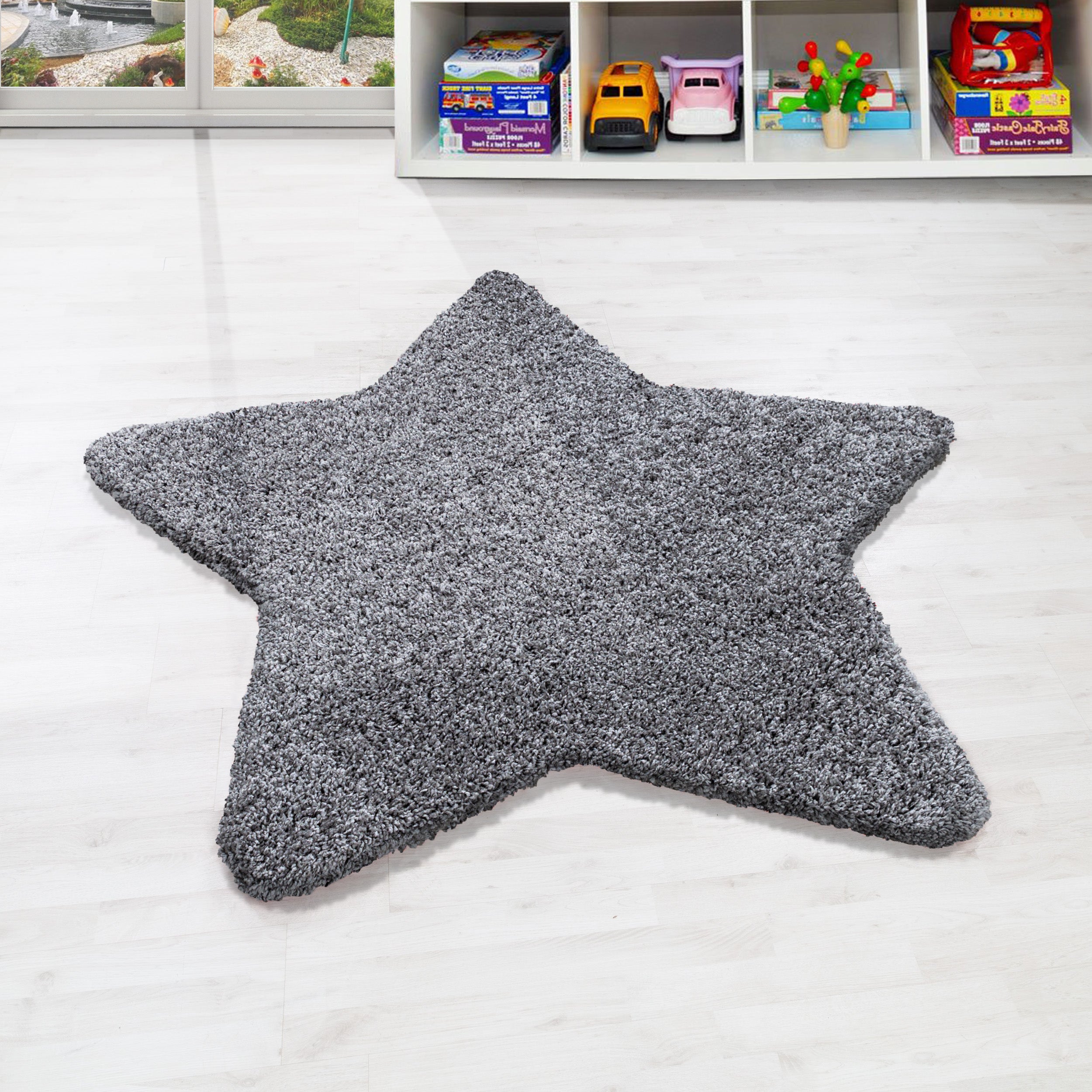 Hochflor Shaggy Teppich Kinderzimmer Sternform verschiedene Farben und größen