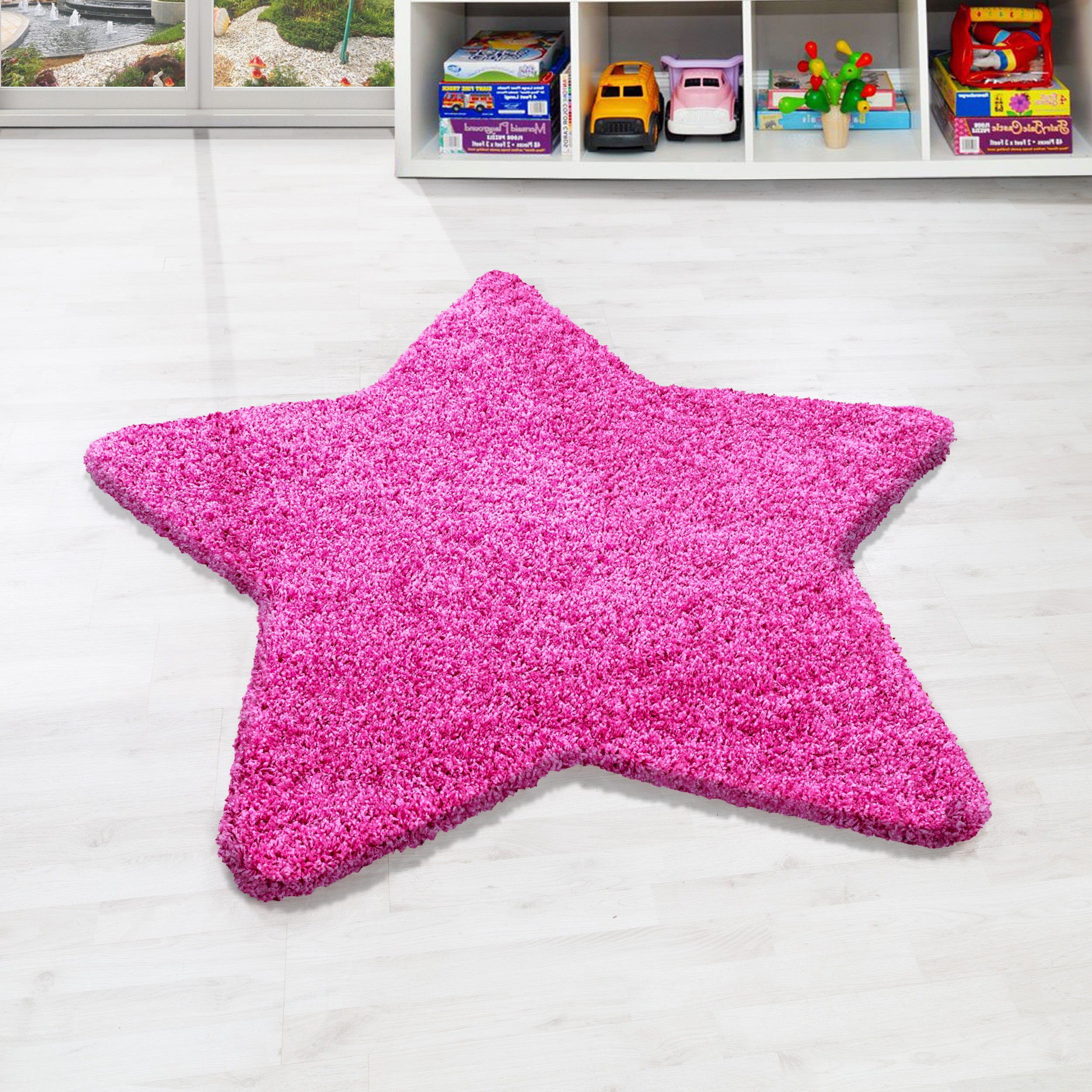 Hochflor Shaggy Teppich Kinderzimmer Sternform verschiedene Farben und größen