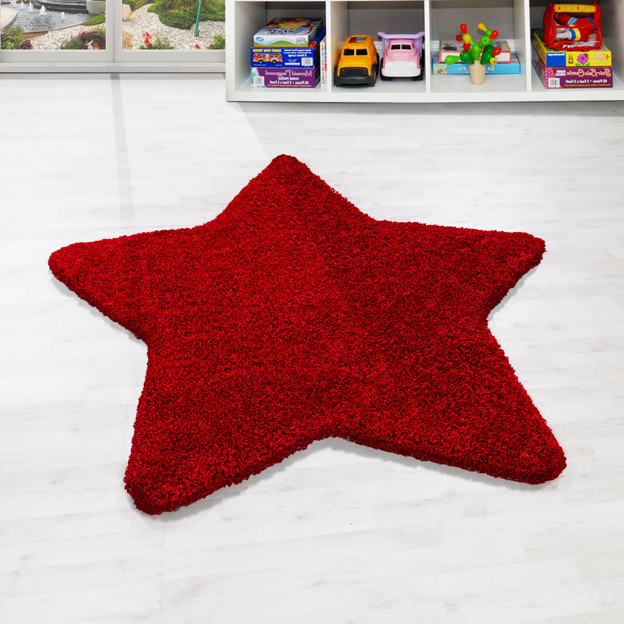 Hochflor Shaggy Teppich Kinderzimmer Sternform verschiedene Farben und größen