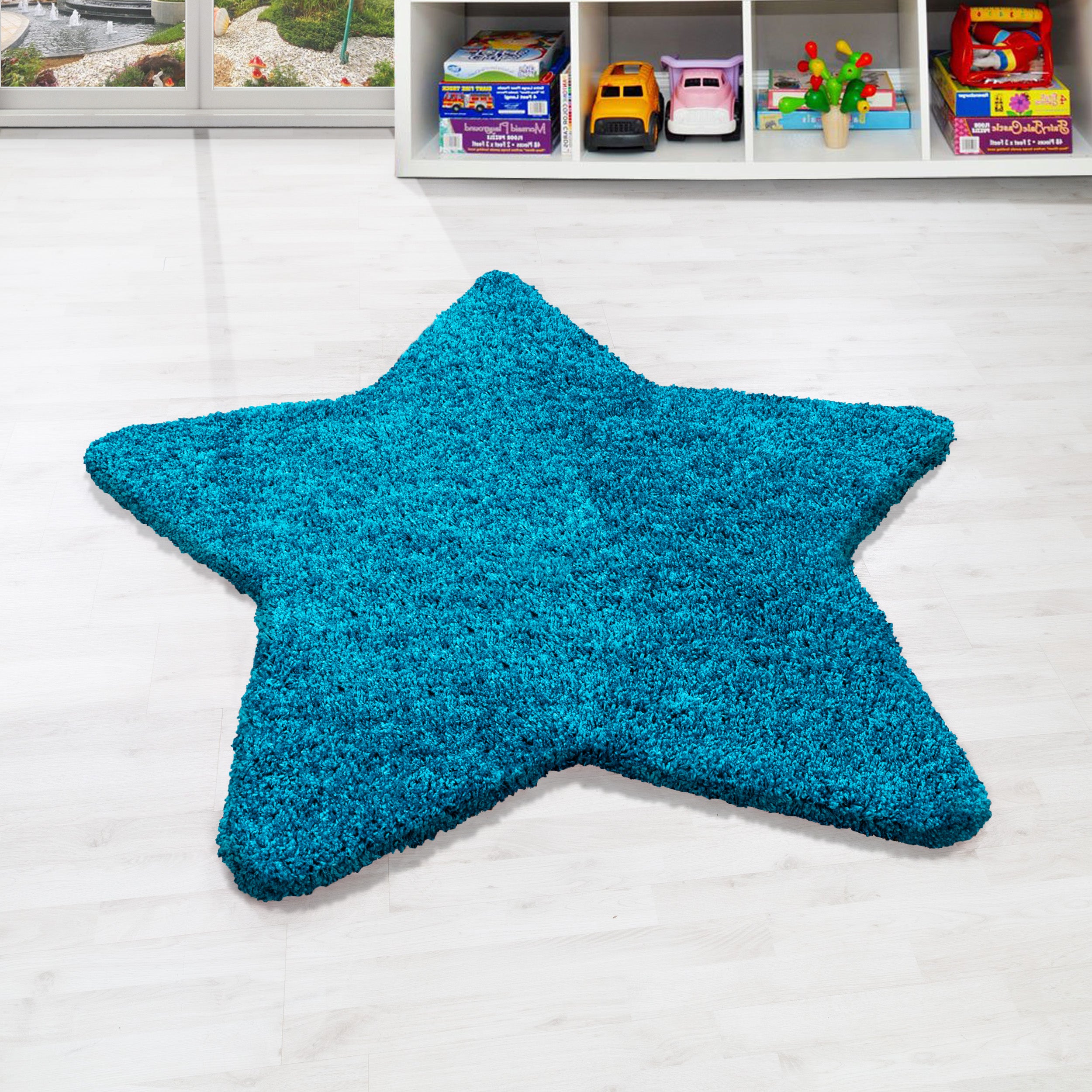 Hochflor Shaggy Teppich Kinderzimmer Sternform verschiedene Farben und größen