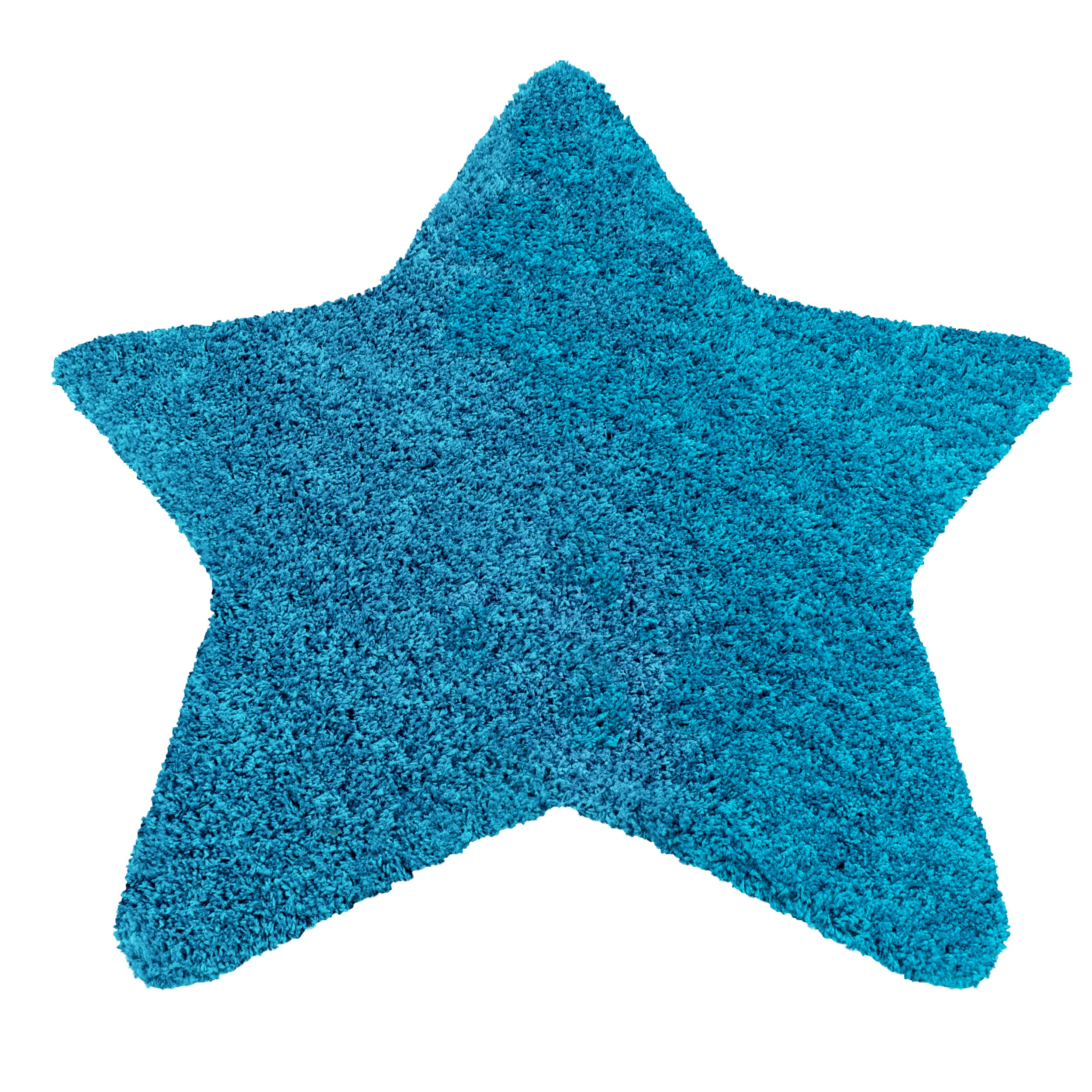 Teppich Sternform Kinderteppich Hochflor Shaggy Stern muster Türkis Farbe