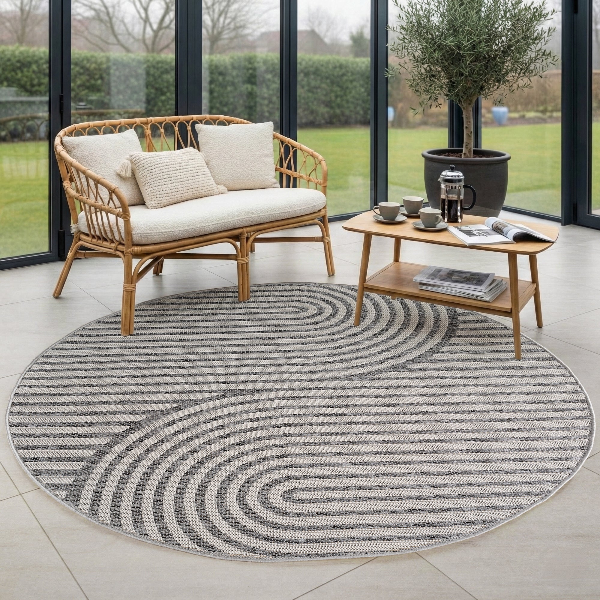 Tapis d'extérieur Carpettex, résistant aux intempéries, pour balcon, terrasse, jardin, style scandinave bohème