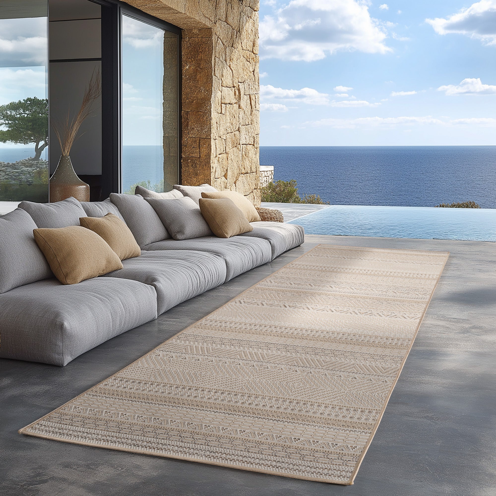 Tapis d'extérieur Carpettex, résistant aux intempéries, pour balcon, terrasse, jardin, style scandinave bohème