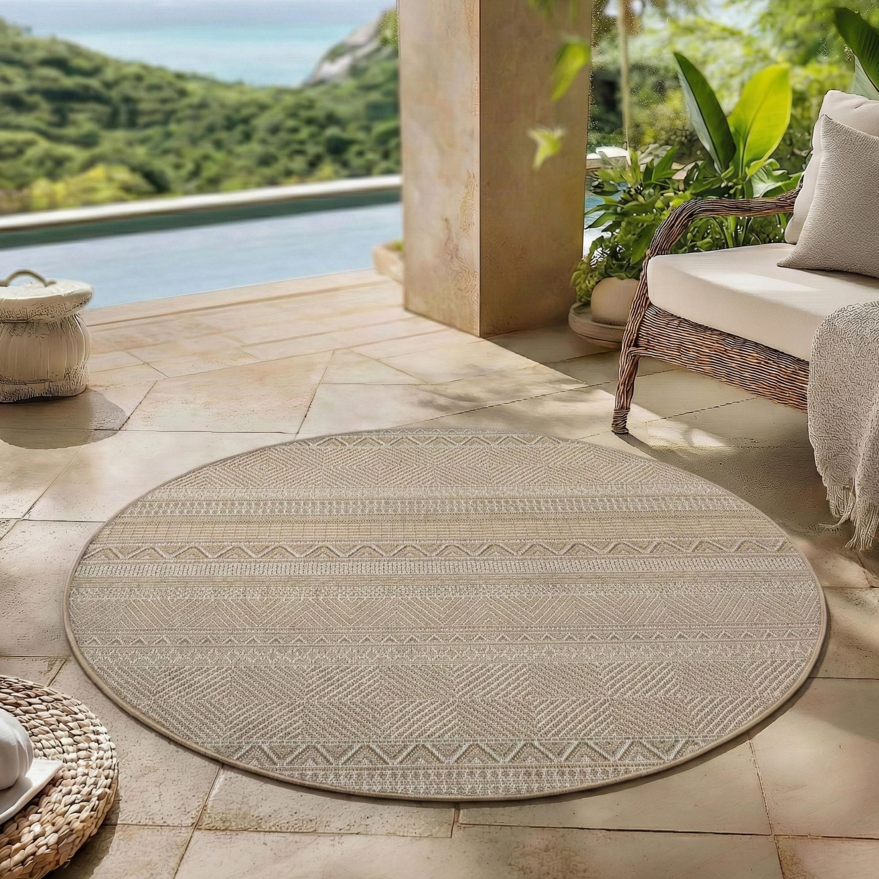 Tapis d'extérieur Carpettex, résistant aux intempéries, pour balcon, terrasse, jardin, style scandinave bohème