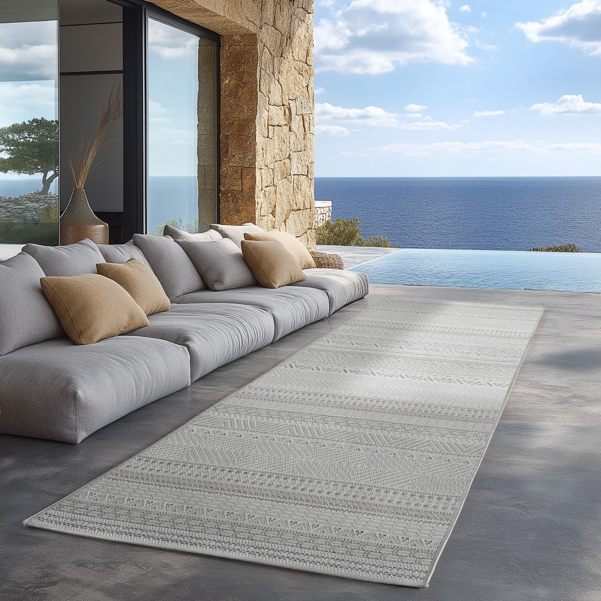 Tapis d'extérieur Carpettex, résistant aux intempéries, pour balcon, terrasse, jardin, style scandinave bohème