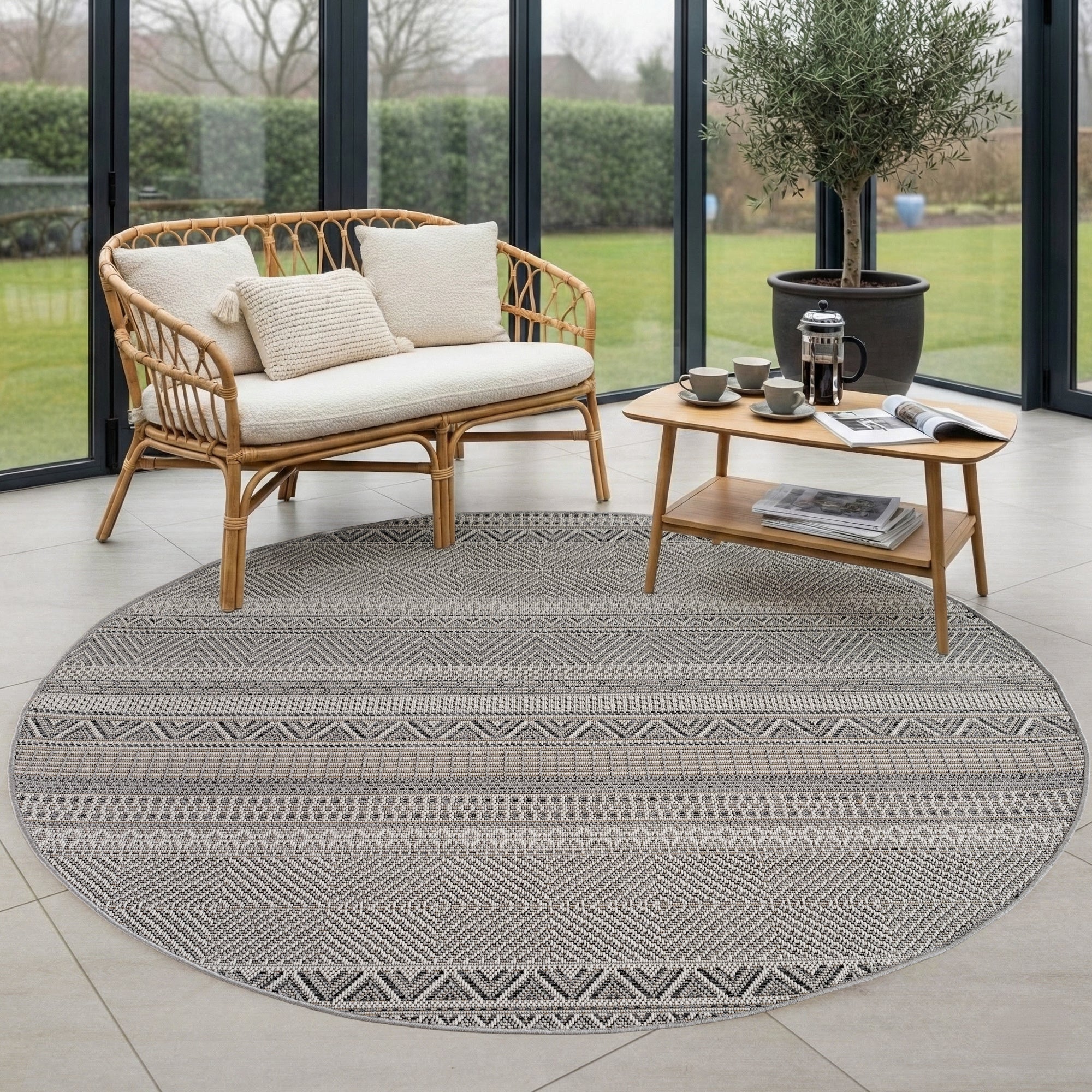 Tapis d'extérieur Carpettex, résistant aux intempéries, pour balcon, terrasse, jardin, style scandinave bohème