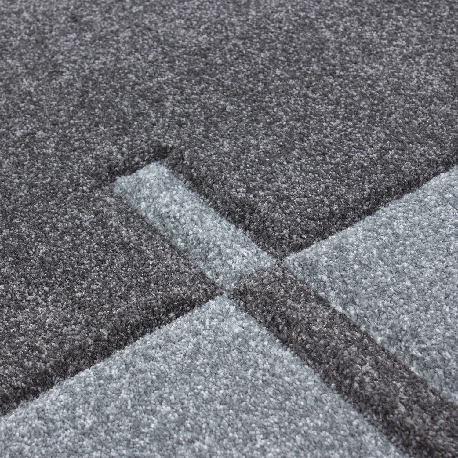 Ensemble de tapis à poils ras, bordure de lit, 3 pièces, gris clair, gris chiné