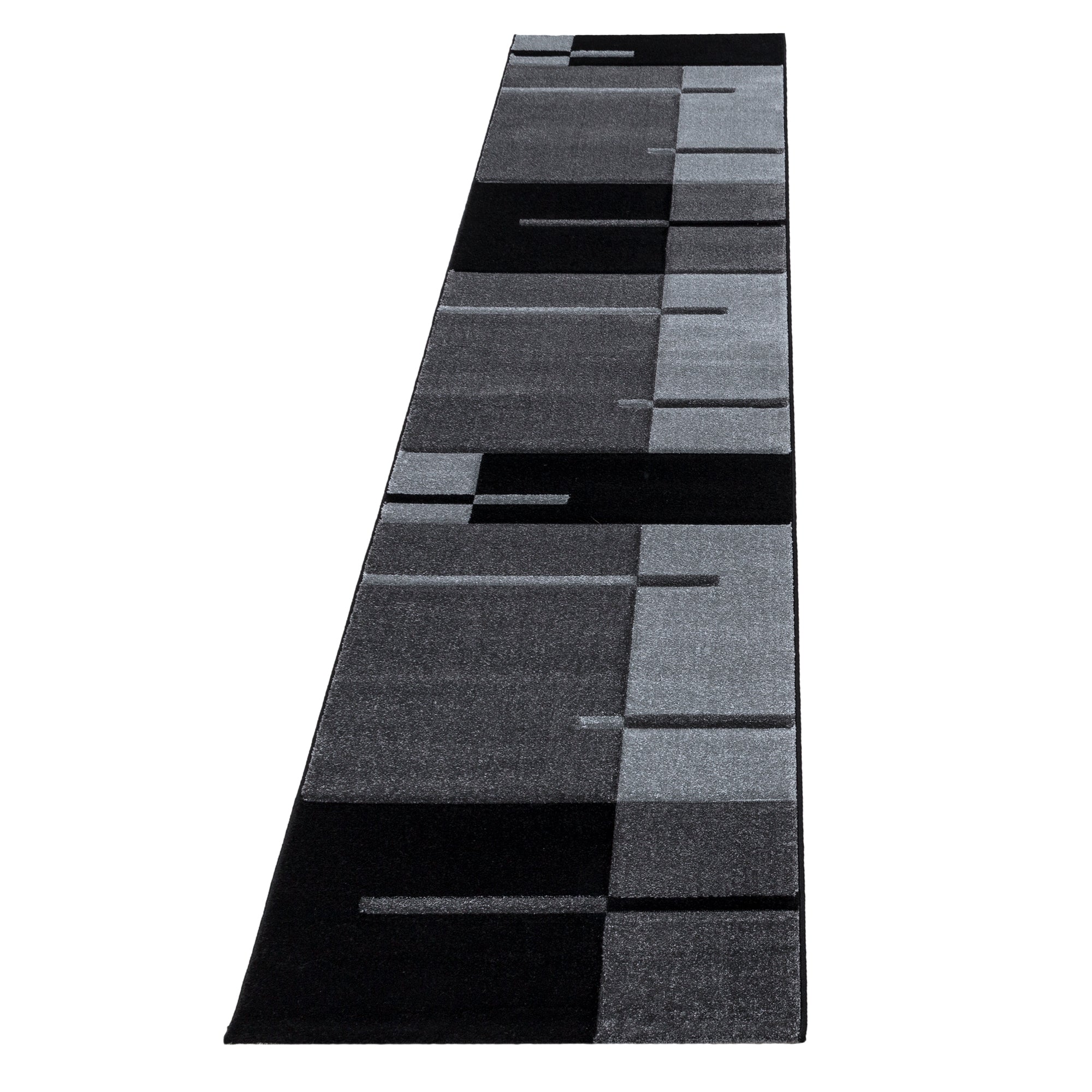 Ensemble de tapis à poils ras, bordure de lit, 3 pièces, gris clair, gris chiné