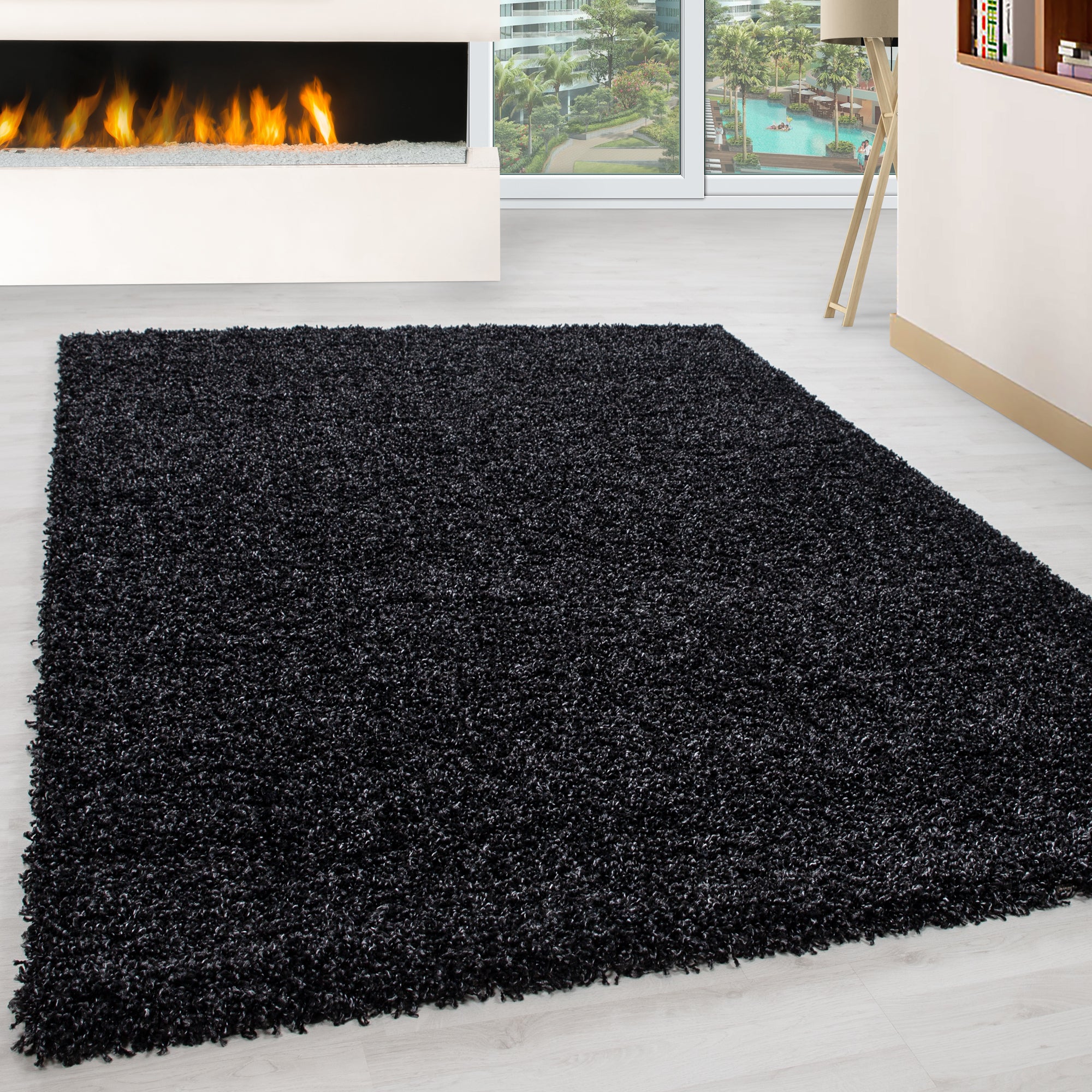 Hochflor Teppich Wohnzimmer Langflor Shaggy Teppich Einfarbig Design Flauschig