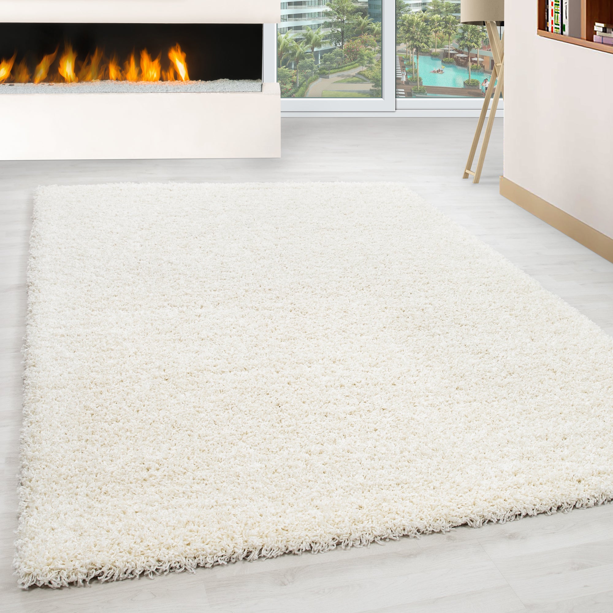 Hochflor Teppich Wohnzimmer Langflor Shaggy Teppich Einfarbig Design Flauschig