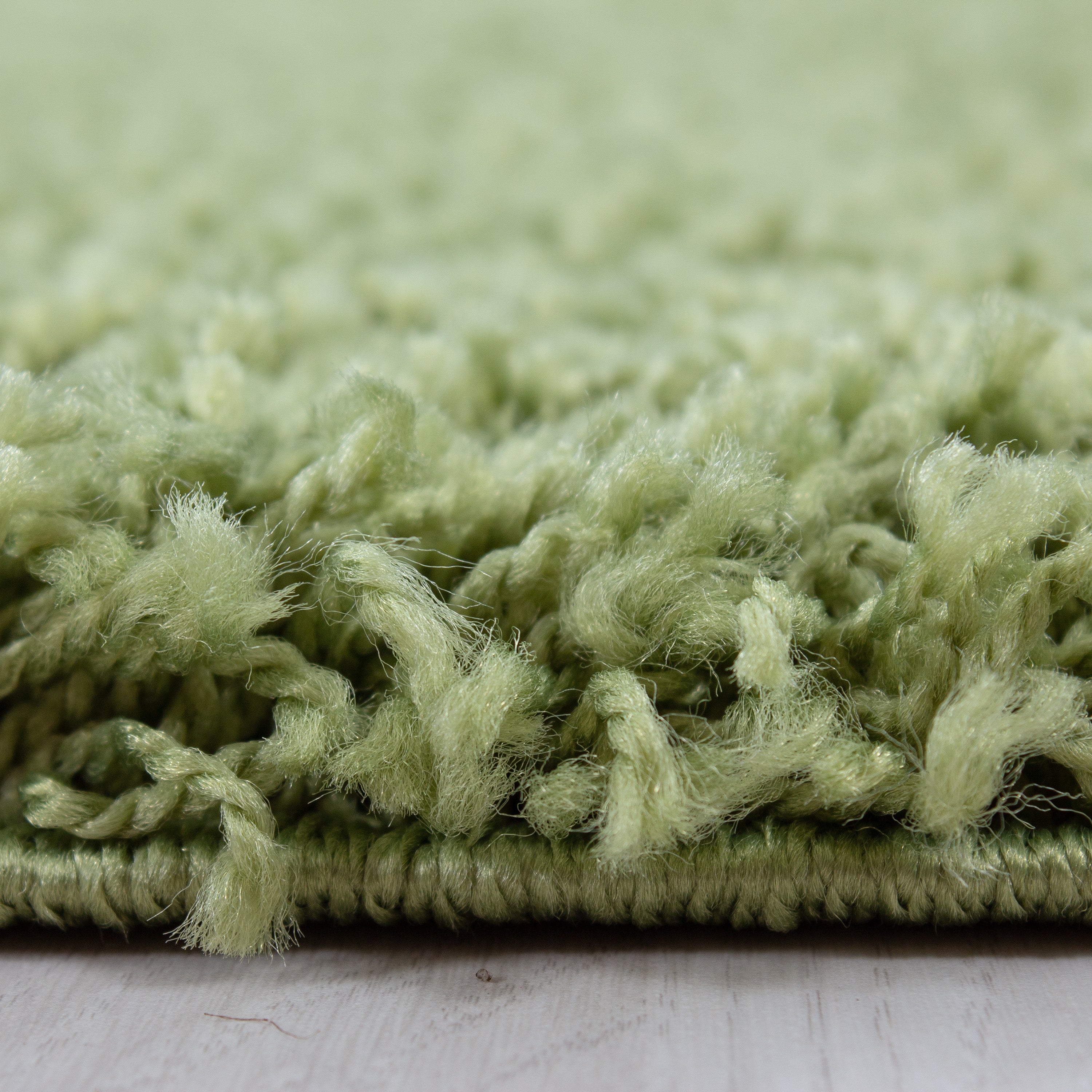 Bed border shaggy rug runner set plain 3-piece deep pile plain green