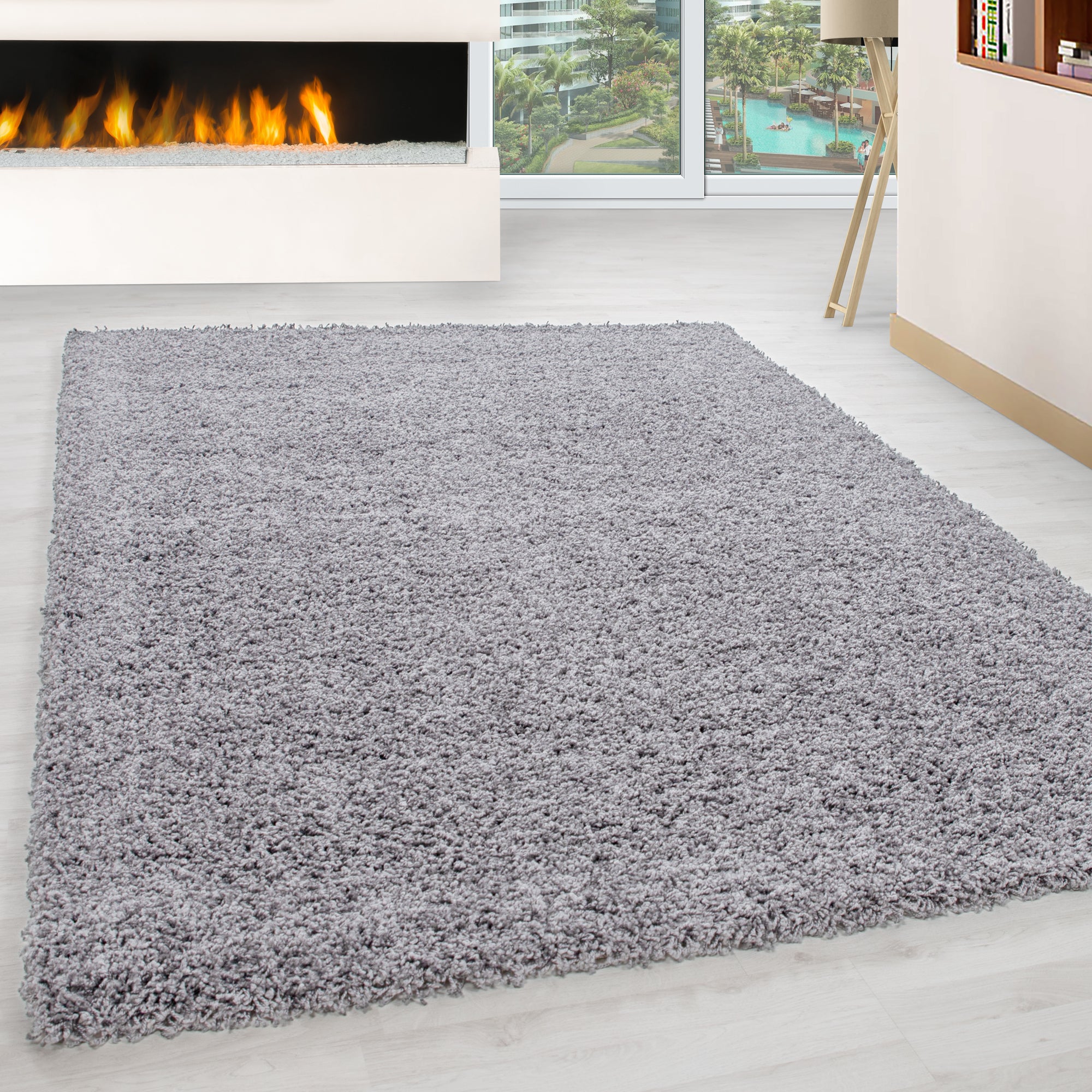 Hochflor Teppich Wohnzimmer Langflor Shaggy Teppich Einfarbig Design Flauschig