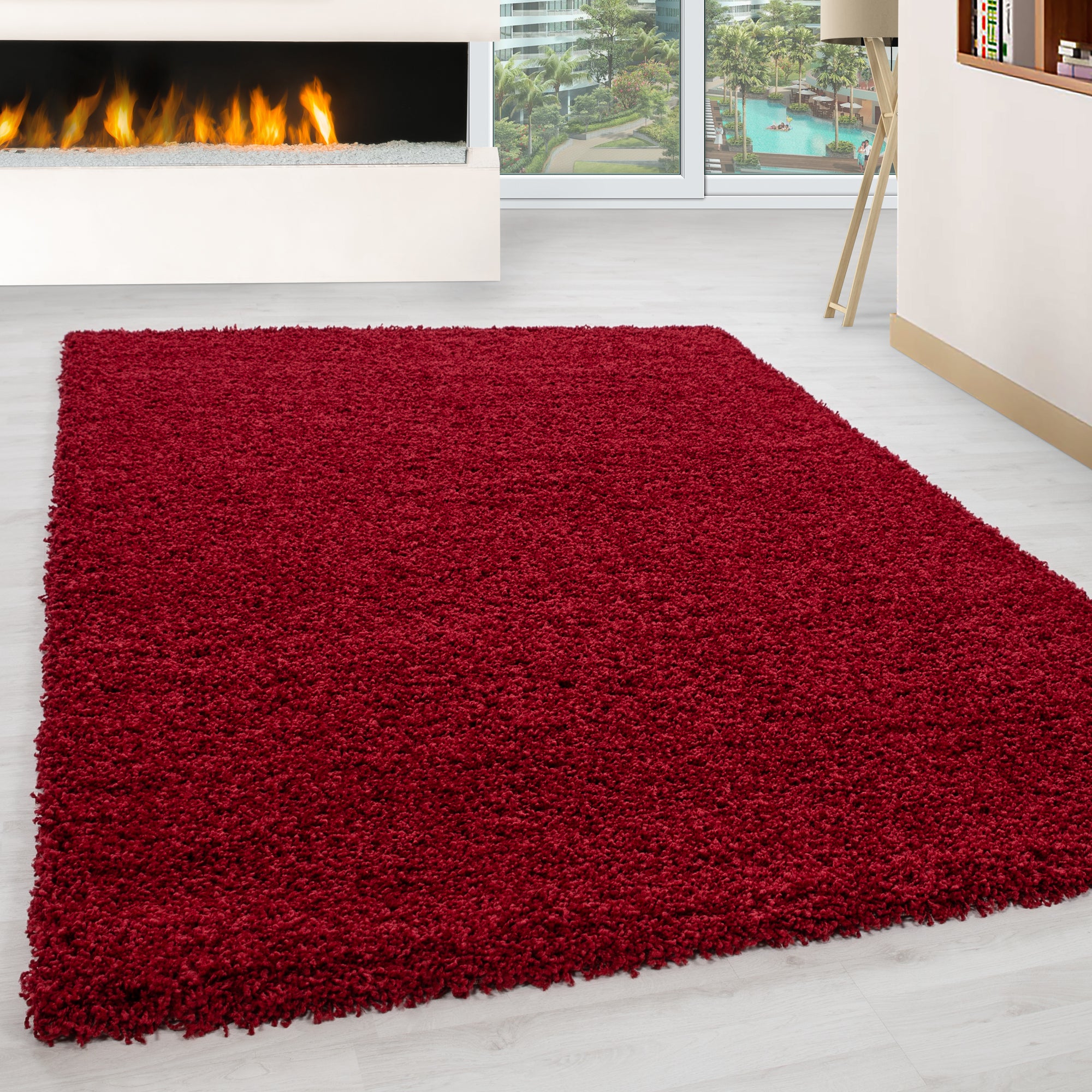 Hochflor Teppich Wohnzimmer Langflor Shaggy Teppich Einfarbig Design Flauschig