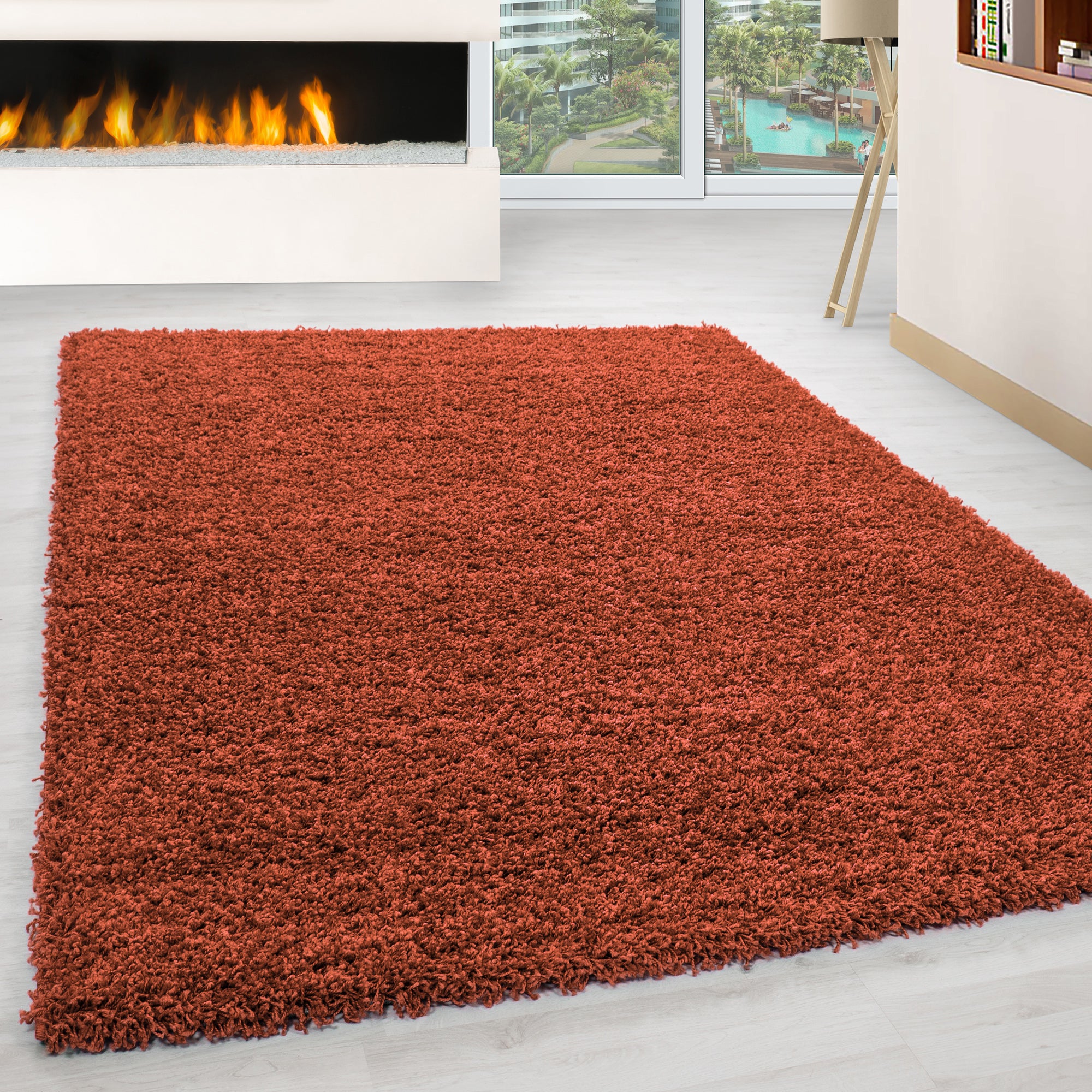 Hochflor Teppich Wohnzimmer Langflor Shaggy Teppich Einfarbig Design Flauschig