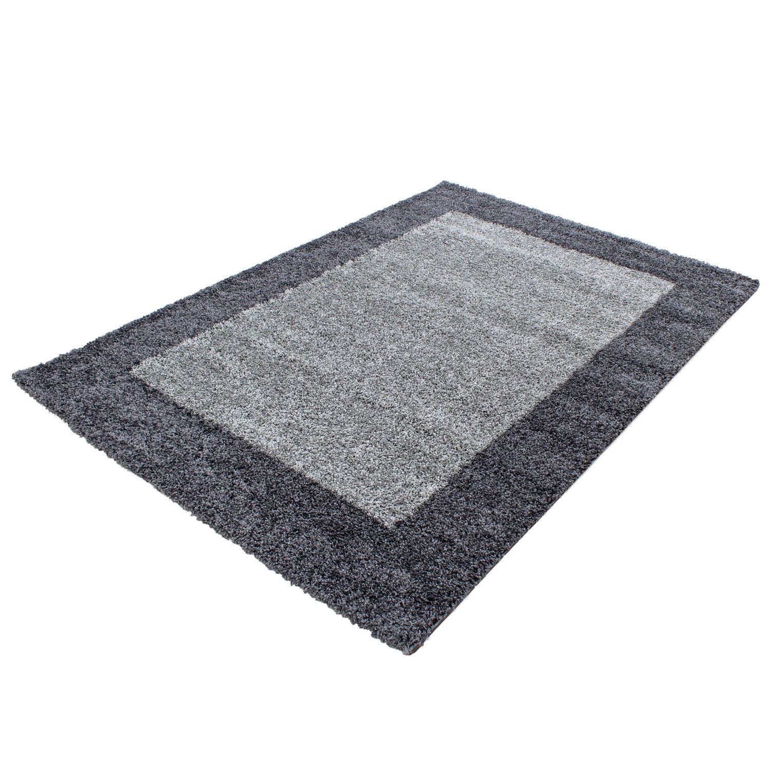 Tapis shaggy, poils profonds, tapis de salon à poils longs, motif bordure